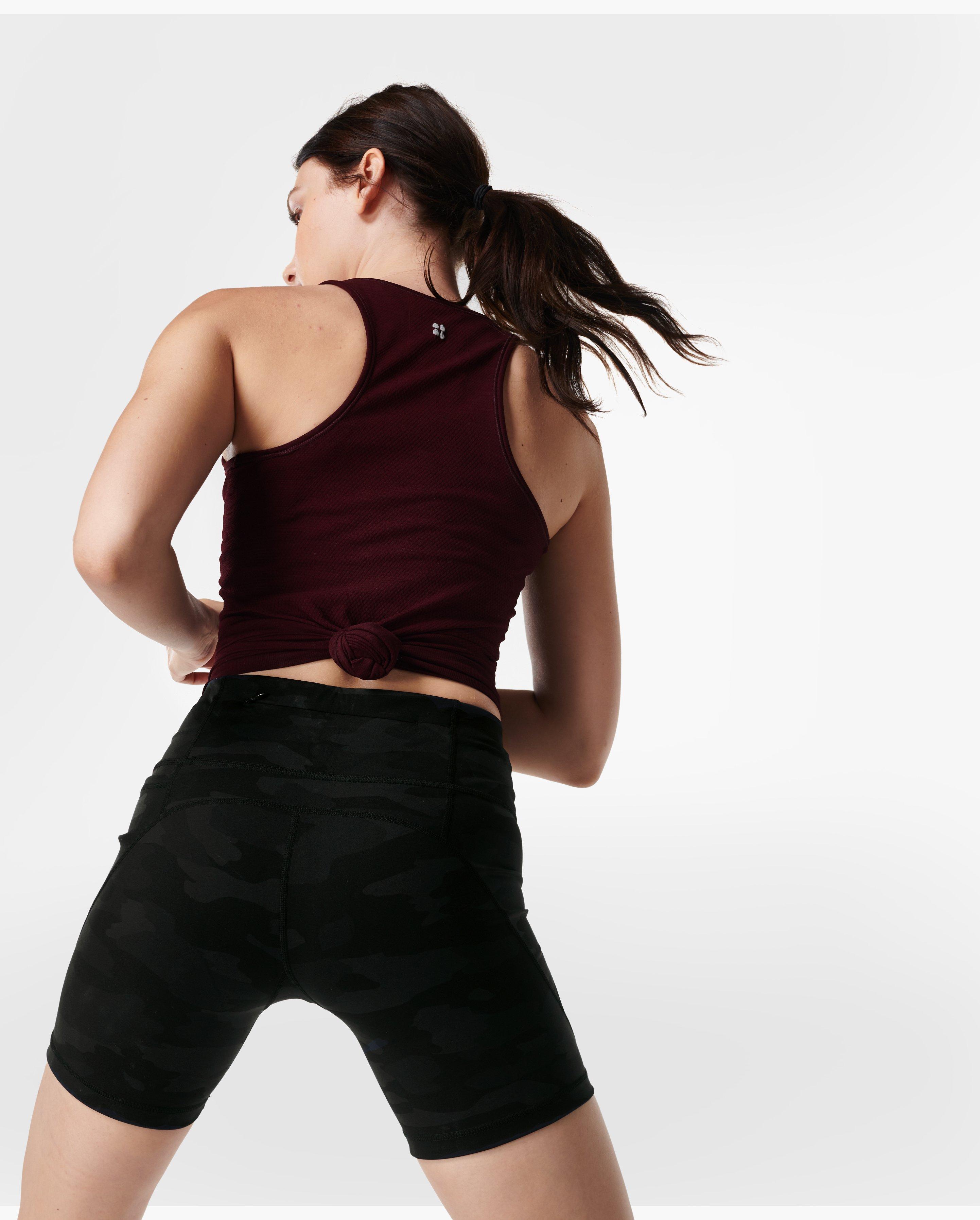 Power 6 Biker Shorts - Ultra Black Camo Print, Women's Shorts + Skorts