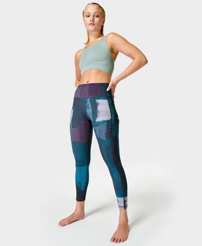 Super Sculpt 7/8 Workout Leggings, Blue Layer Shape Print | Sweaty Betty