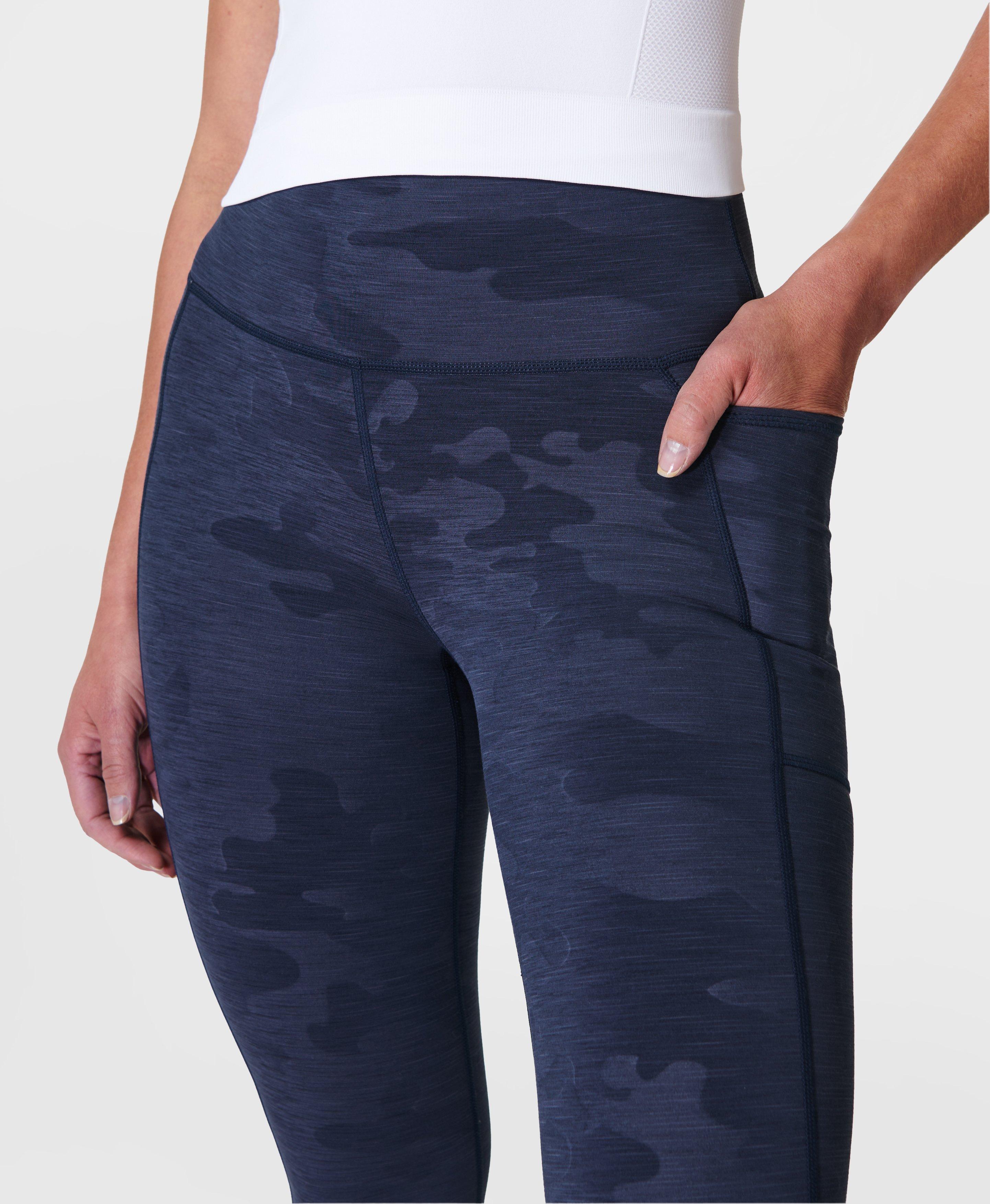 Super Sculpt Emboss Yoga Leggings - Navy Blue Camo Print