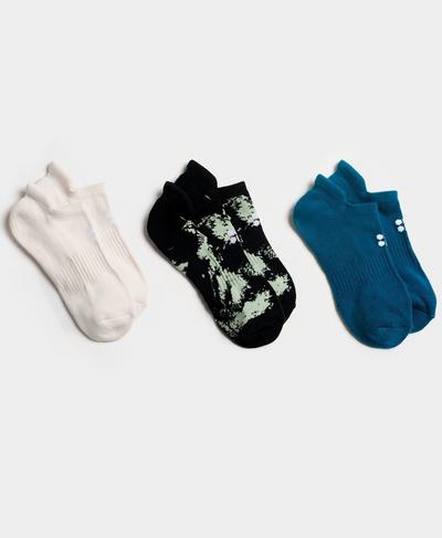 Workout Sneaker Socks 3 Pack , Cascade Blue | Sweaty Betty