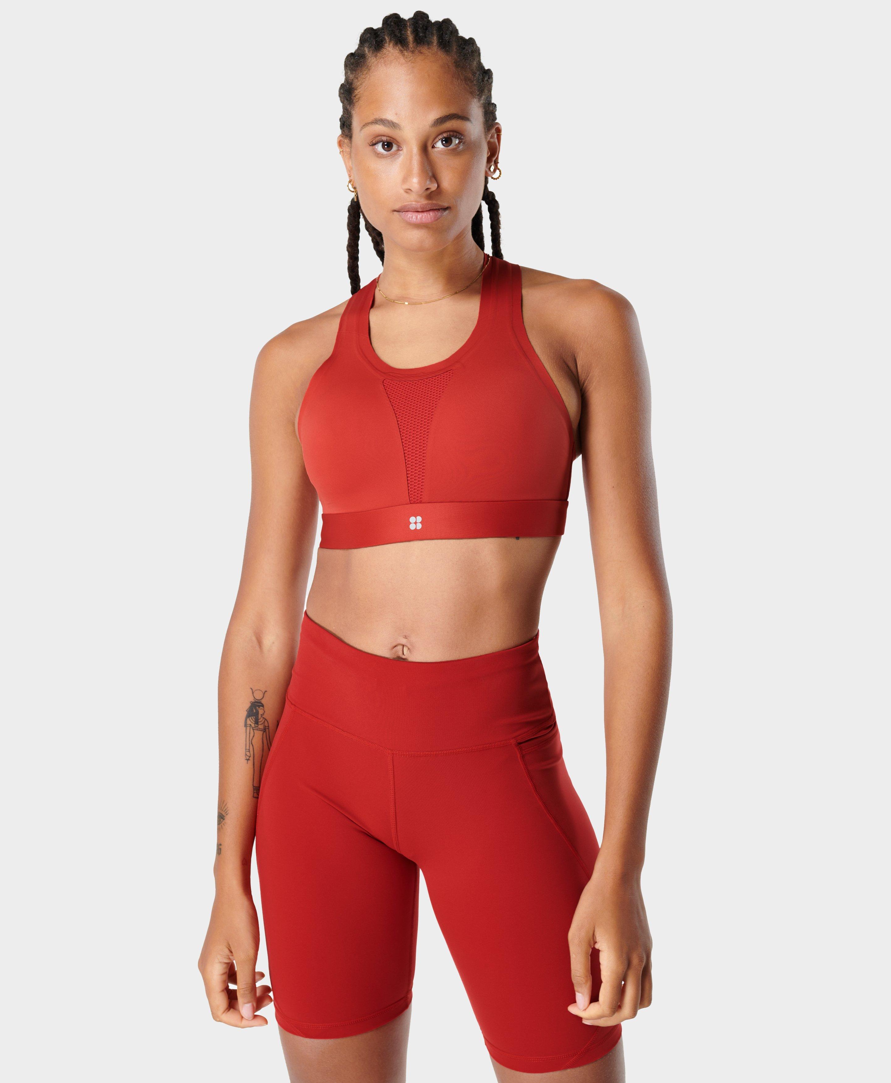 NWT sweaty betty xs illusion seamless sports bra cherry Pentas red