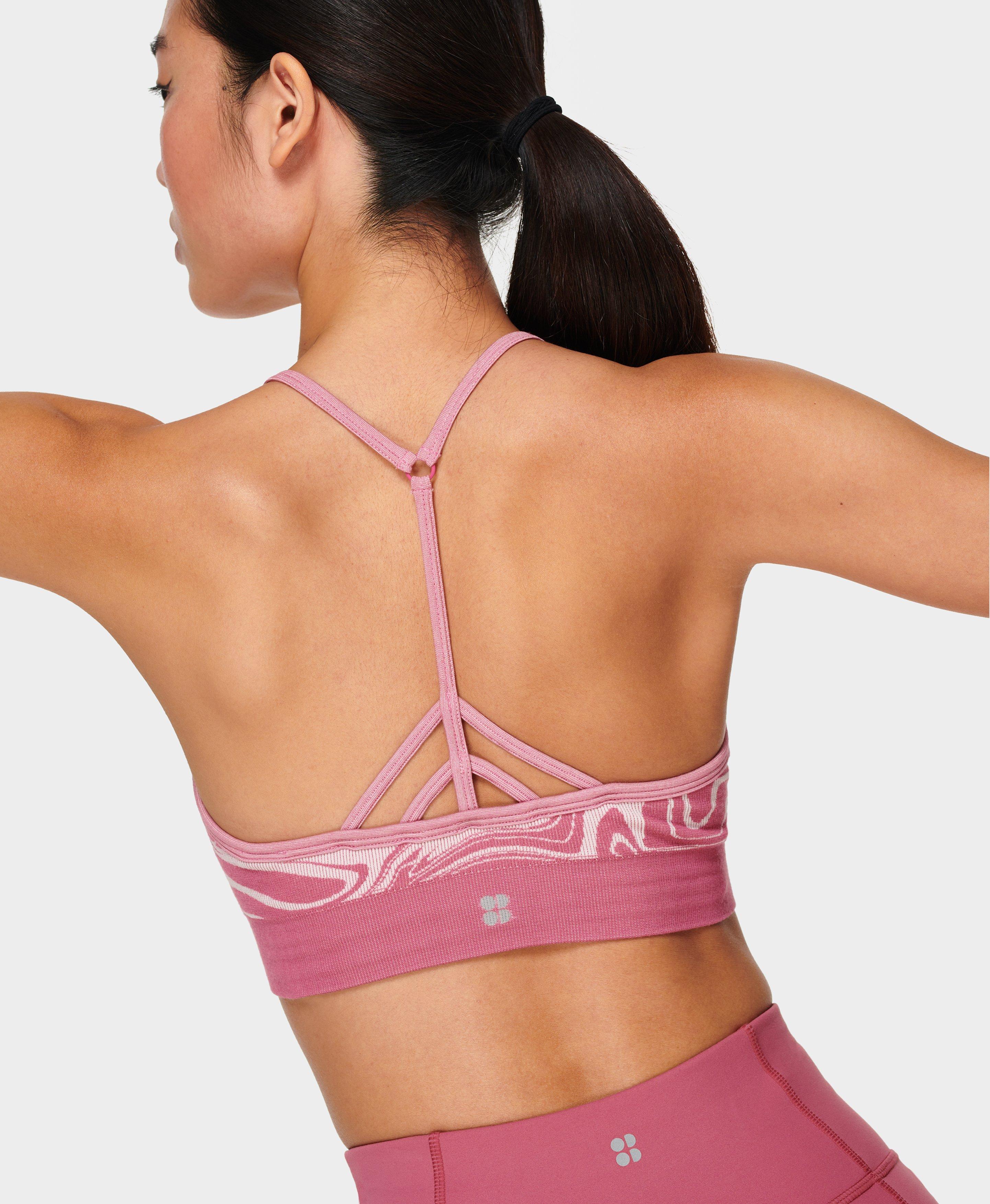 Mindful Seamless Yoga Bra, Ambient Pink Liquid Jacquard | Sweaty Betty