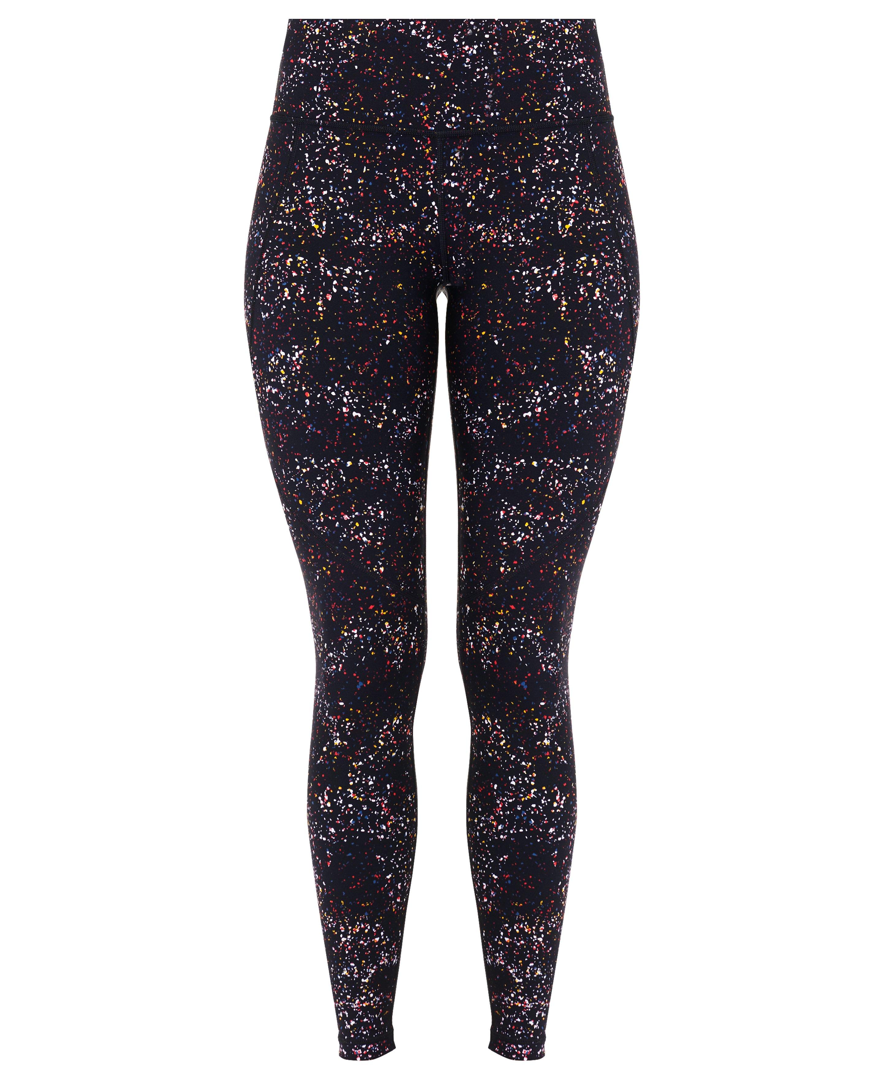 Sparkle Leggings - Black Leggings With Confetti Silver Print