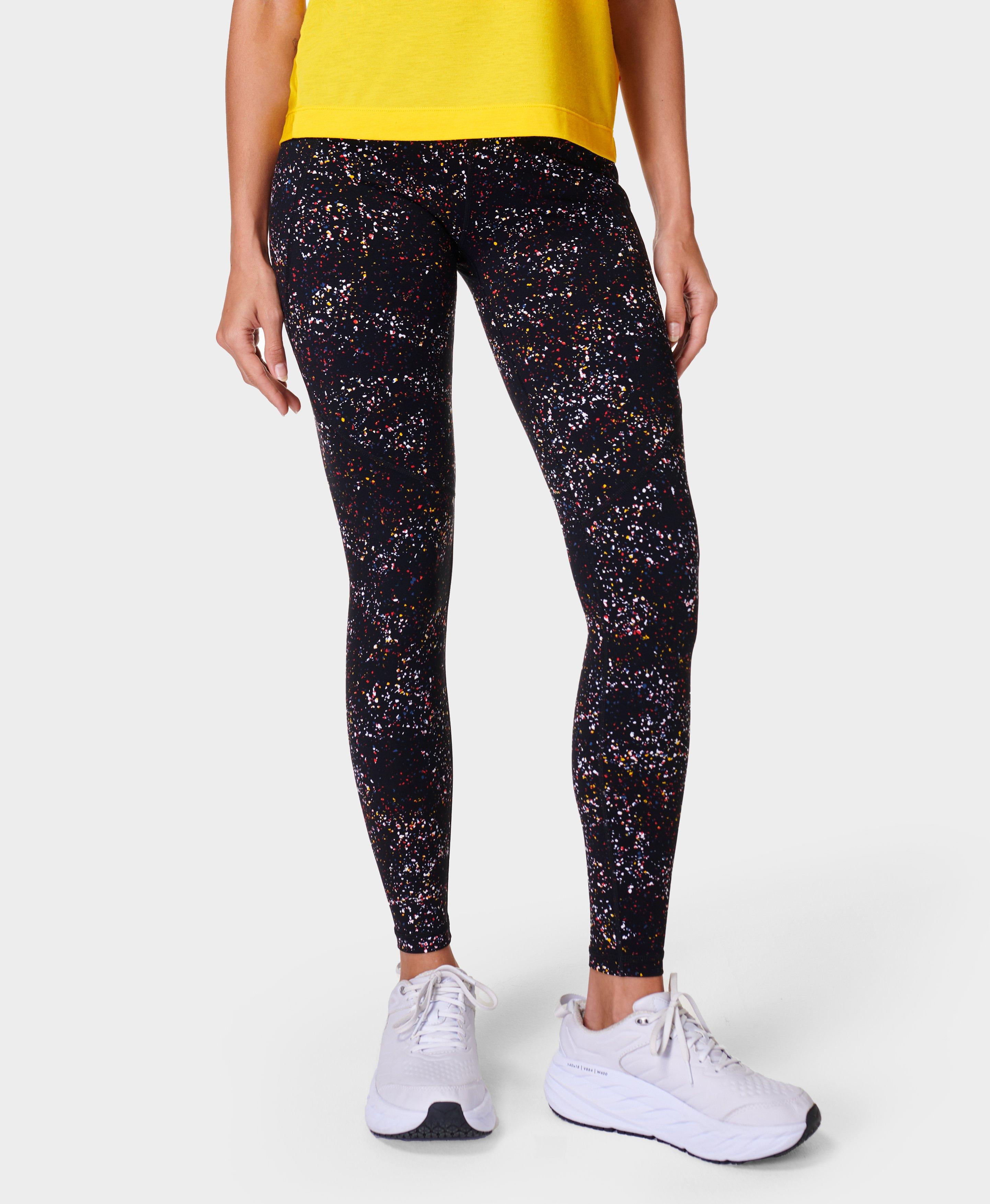 Power Gym Leggings - Black Confetti Print