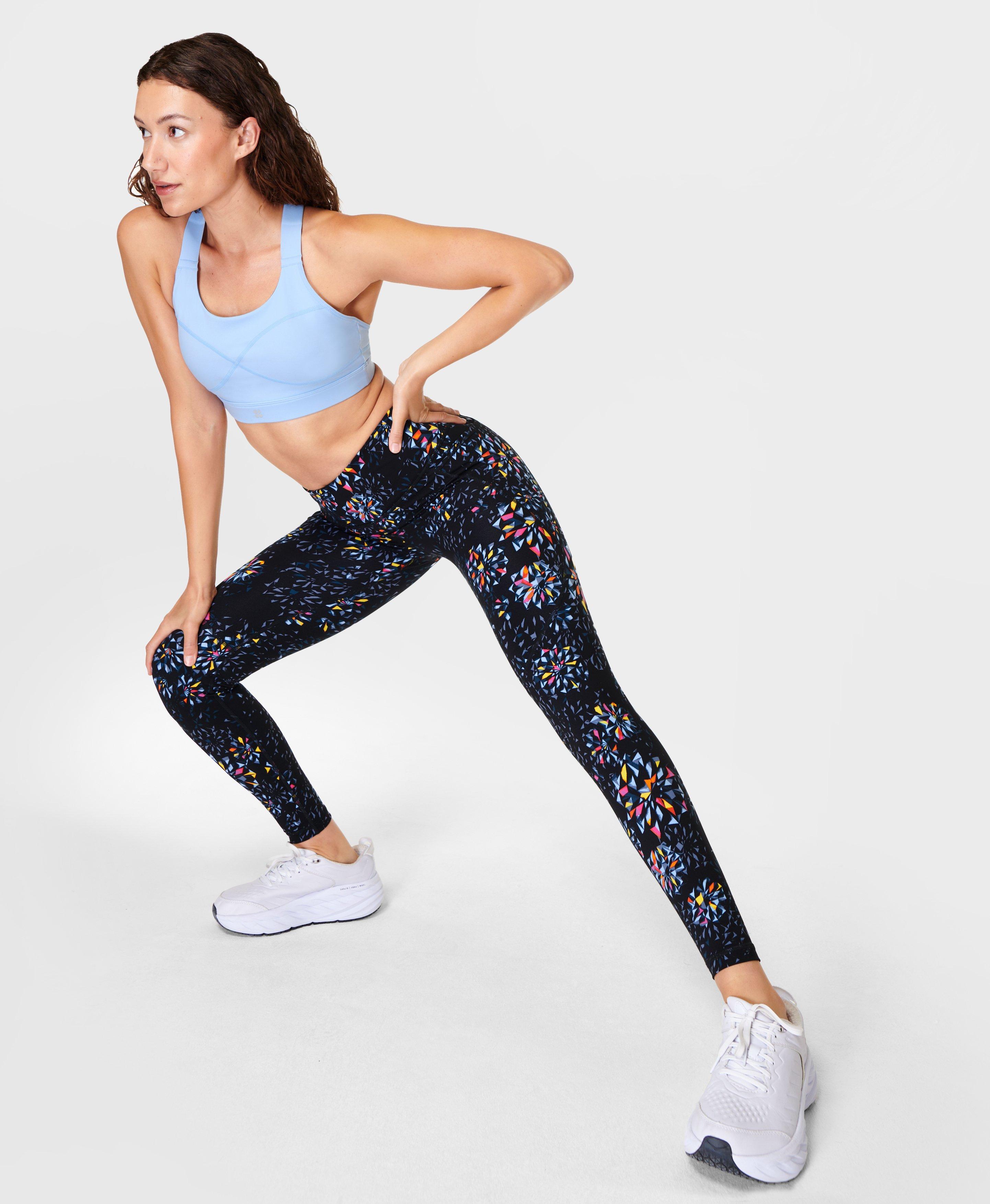 Power Gym Leggings - Black Faceted Floral Print