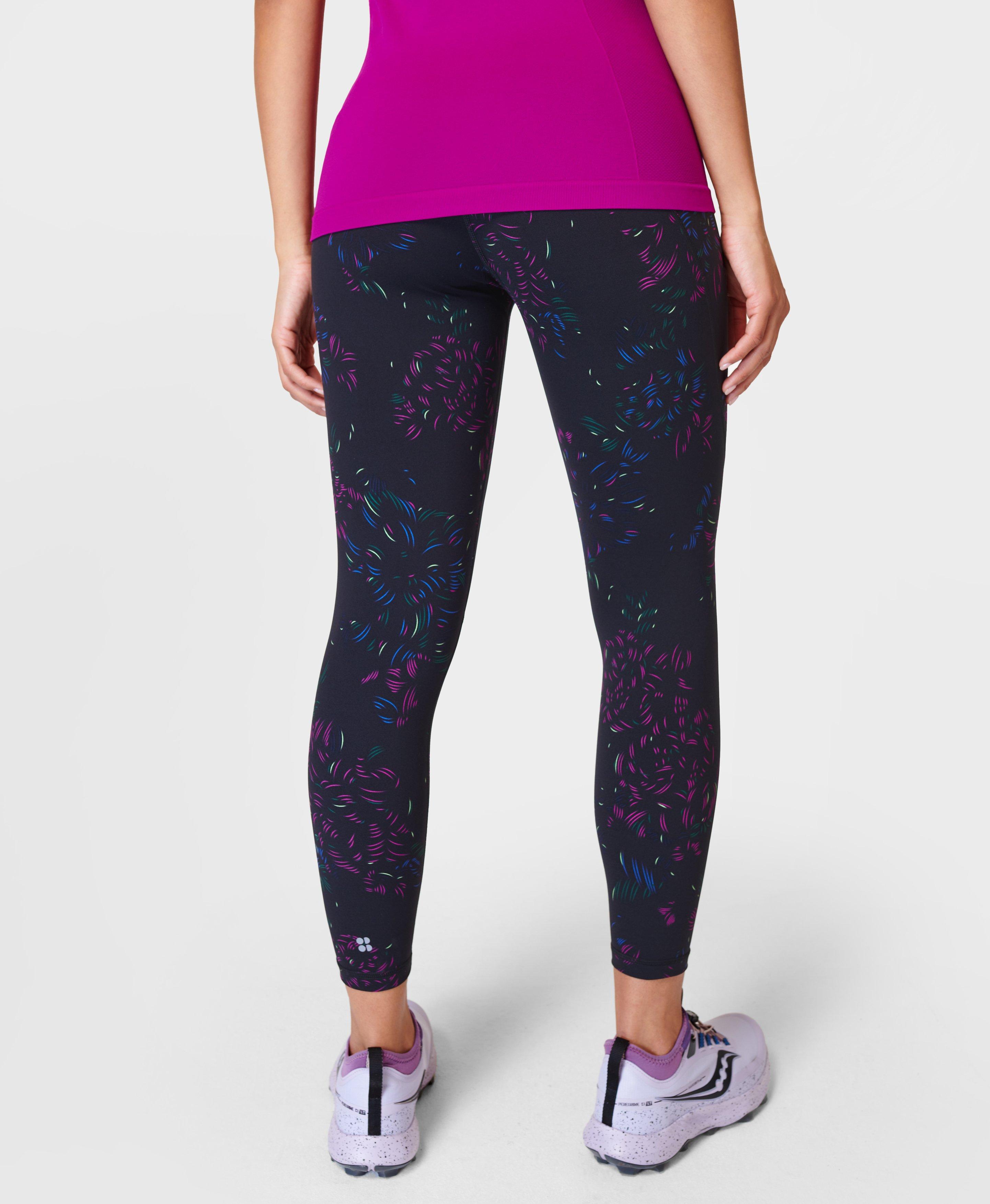 Power 7/8 Gym Leggings - Black Floral Stroke Print