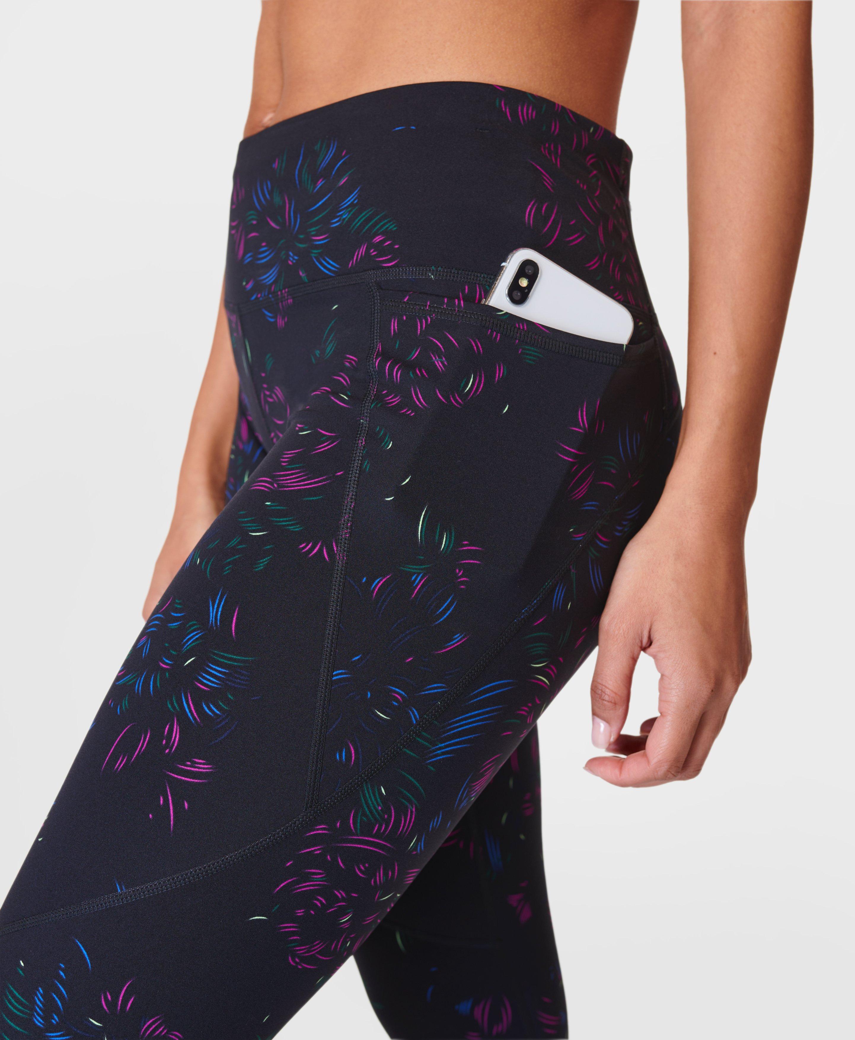 Black Flower Surf Leggings, Gym, Fitness & Sports Clothing