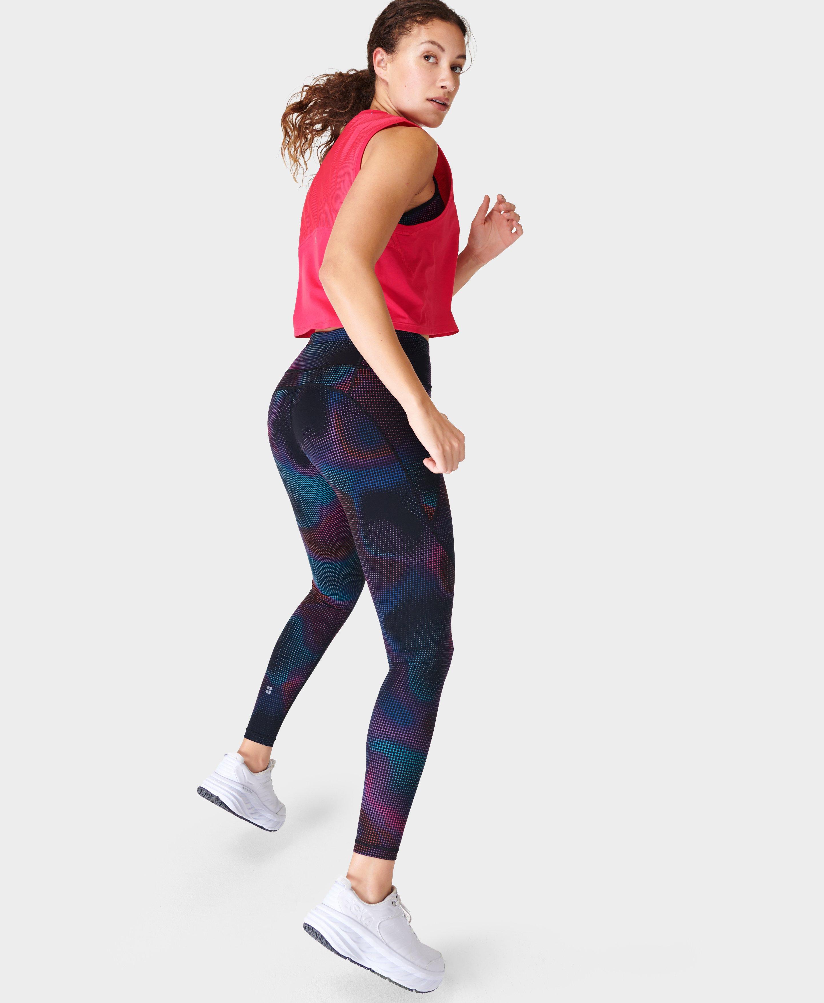 Power Workout Leggings - Black Gradient Dot Print, Women's Leggings