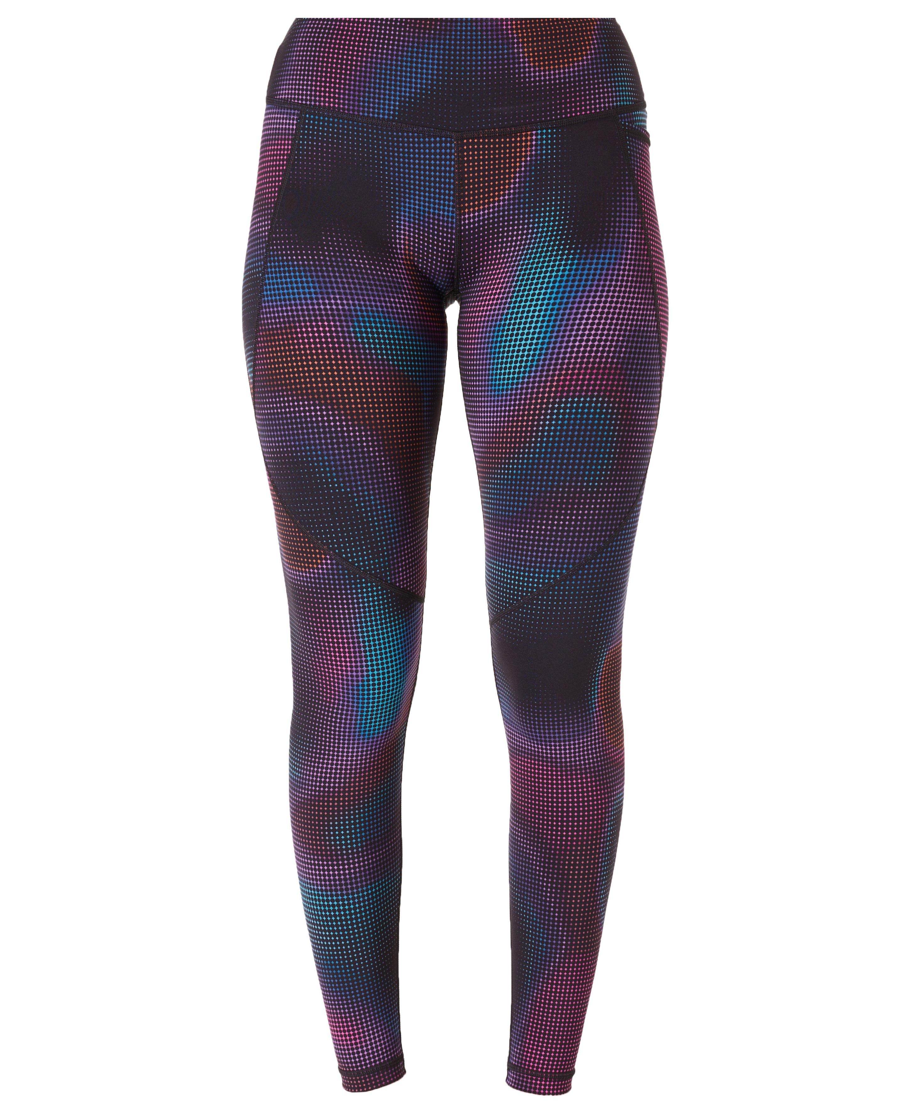 Power Gym Leggings - Grey Gradient Shapes Print, Women's Leggings