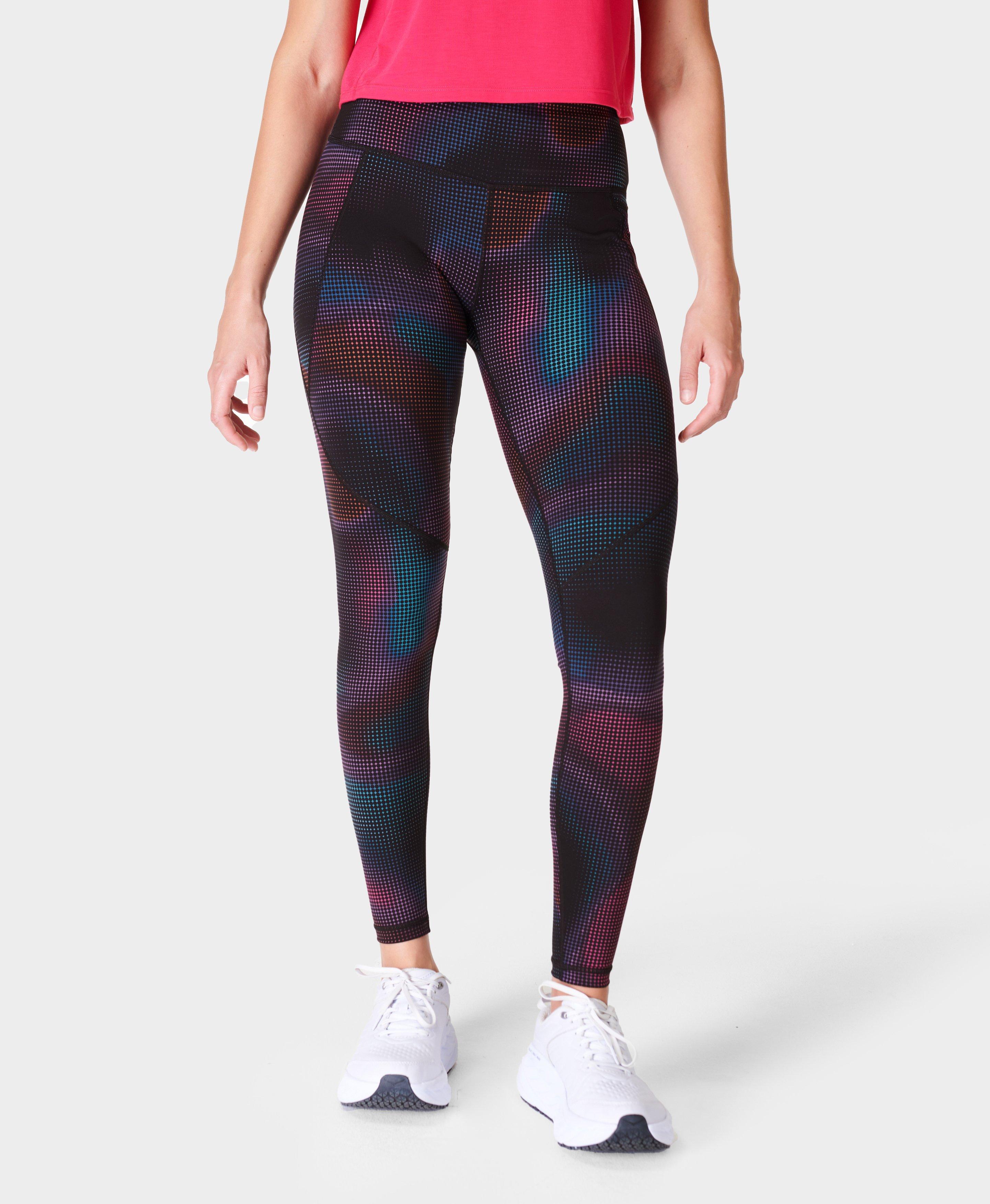 Power Gym Leggings - Black Gradient Dot Print, Women's Leggings