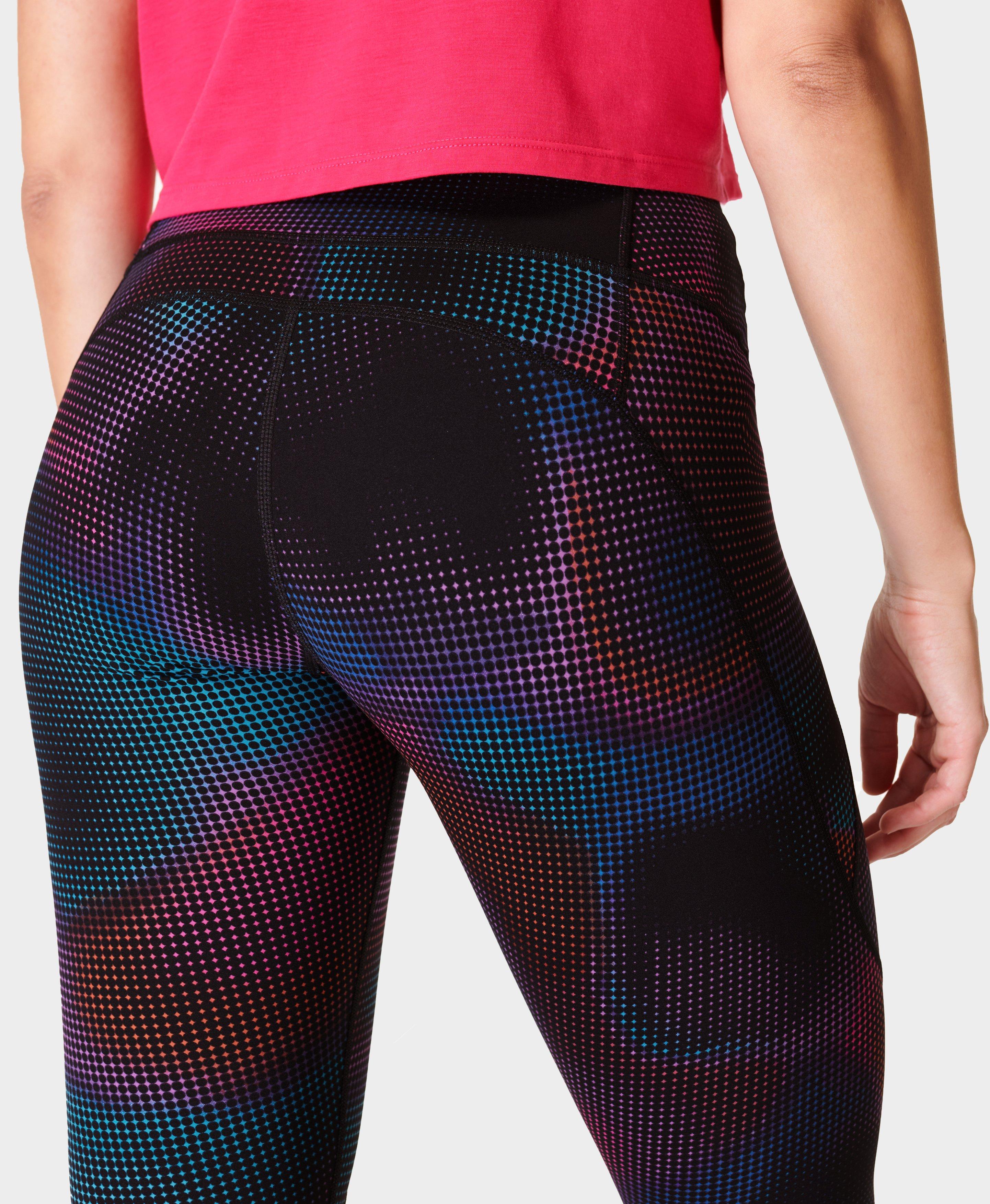 Power Gym Leggings - Black Gradient Dot Print, Women's Leggings