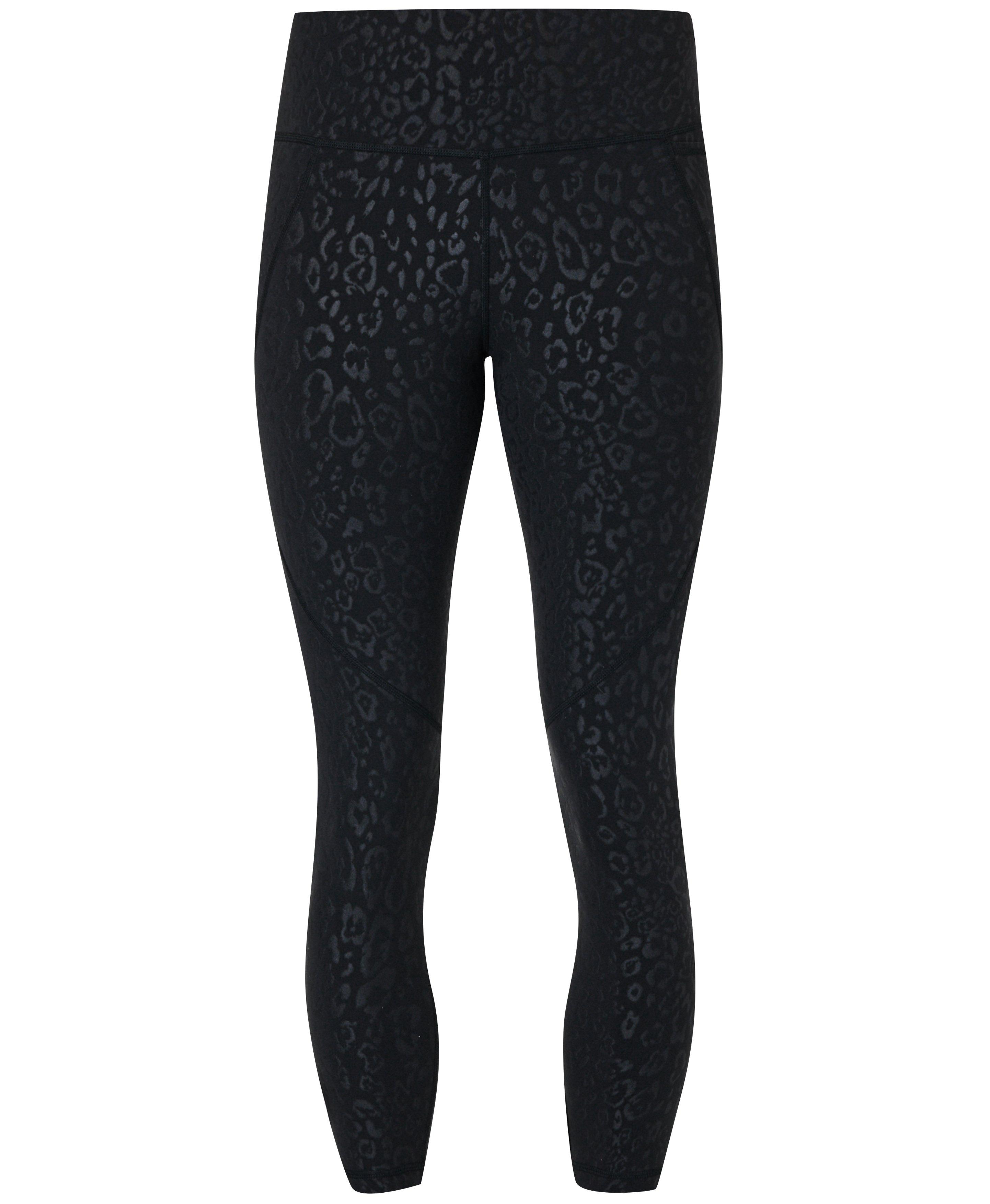 Power 7/8 Embossed Workout Leggings - Black Leopard Emboss Print