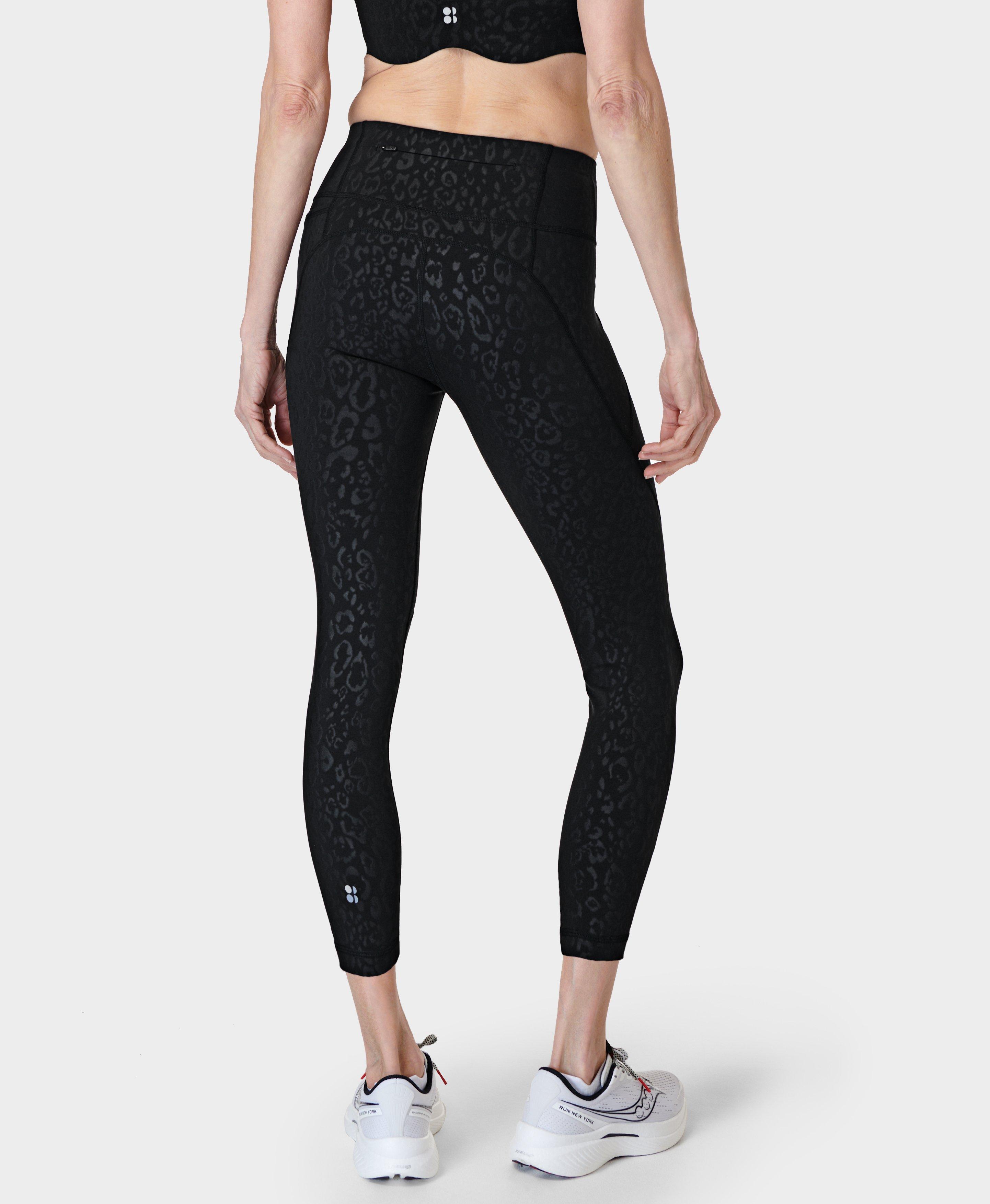 Power 7/8 Embossed Gym Leggings - Black Leopard Emboss Print