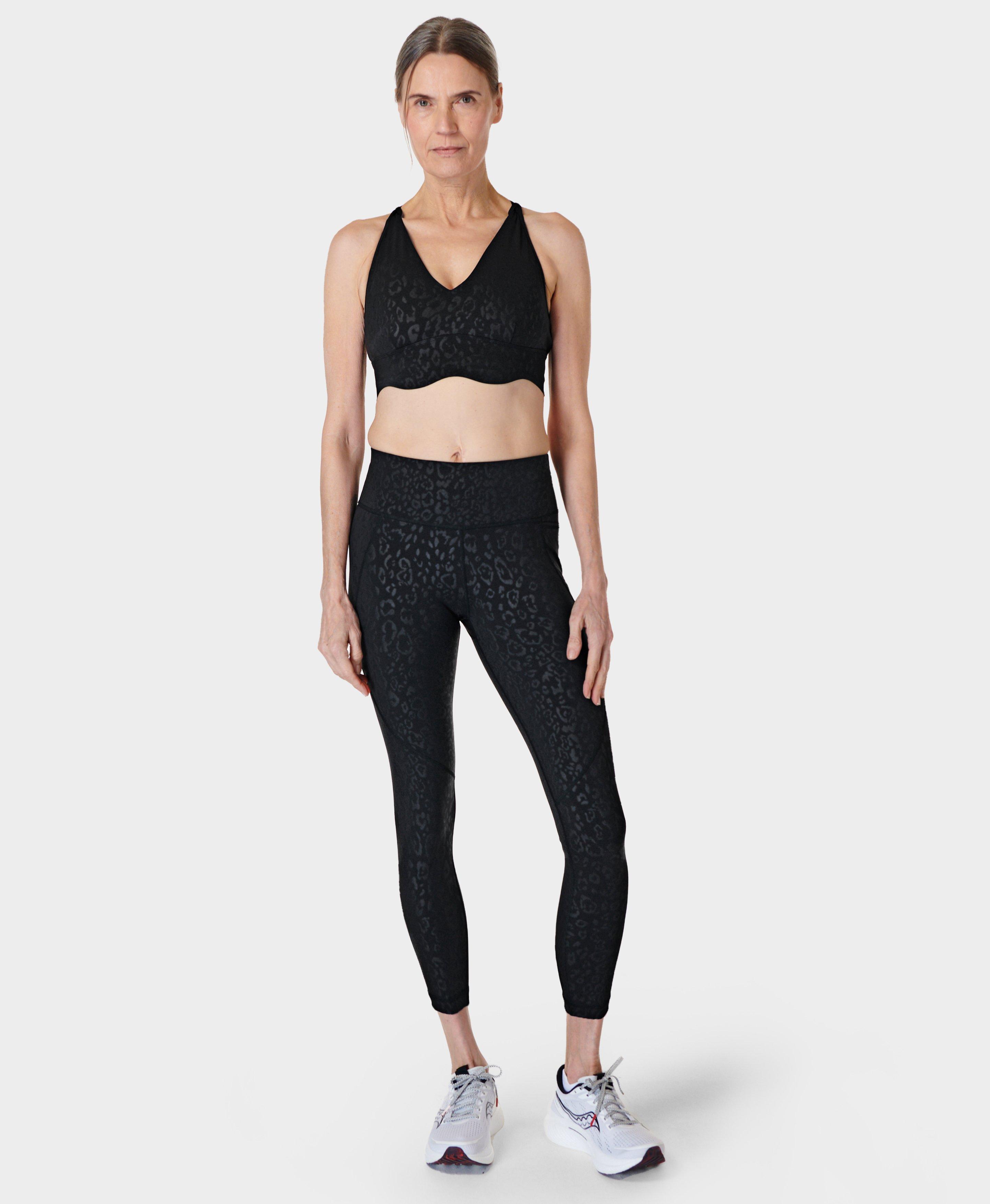 Women's Logo Embossed Sports Legging in Black