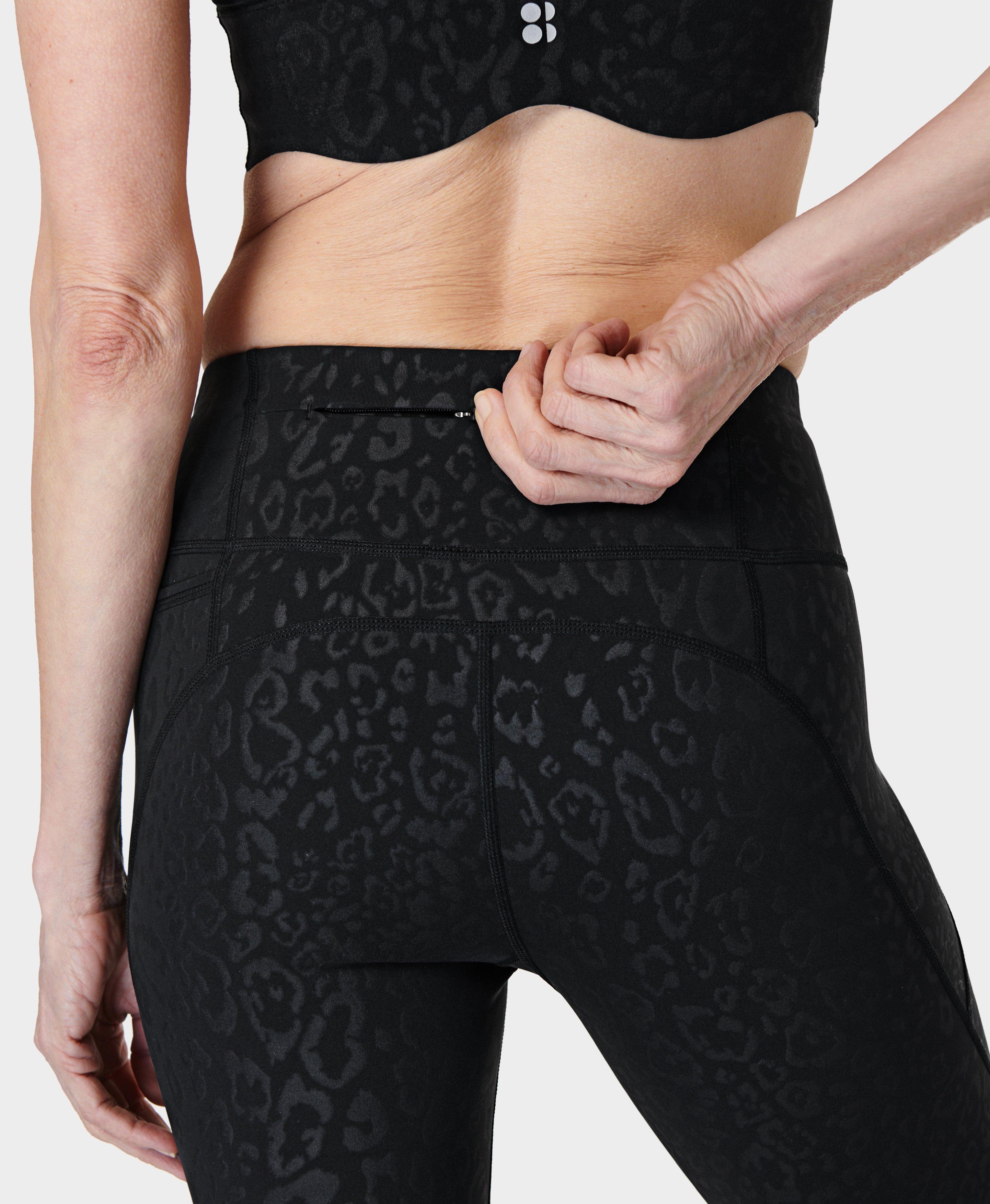 Power 7/8 Embossed Gym Leggings - Black Leopard Emboss Print