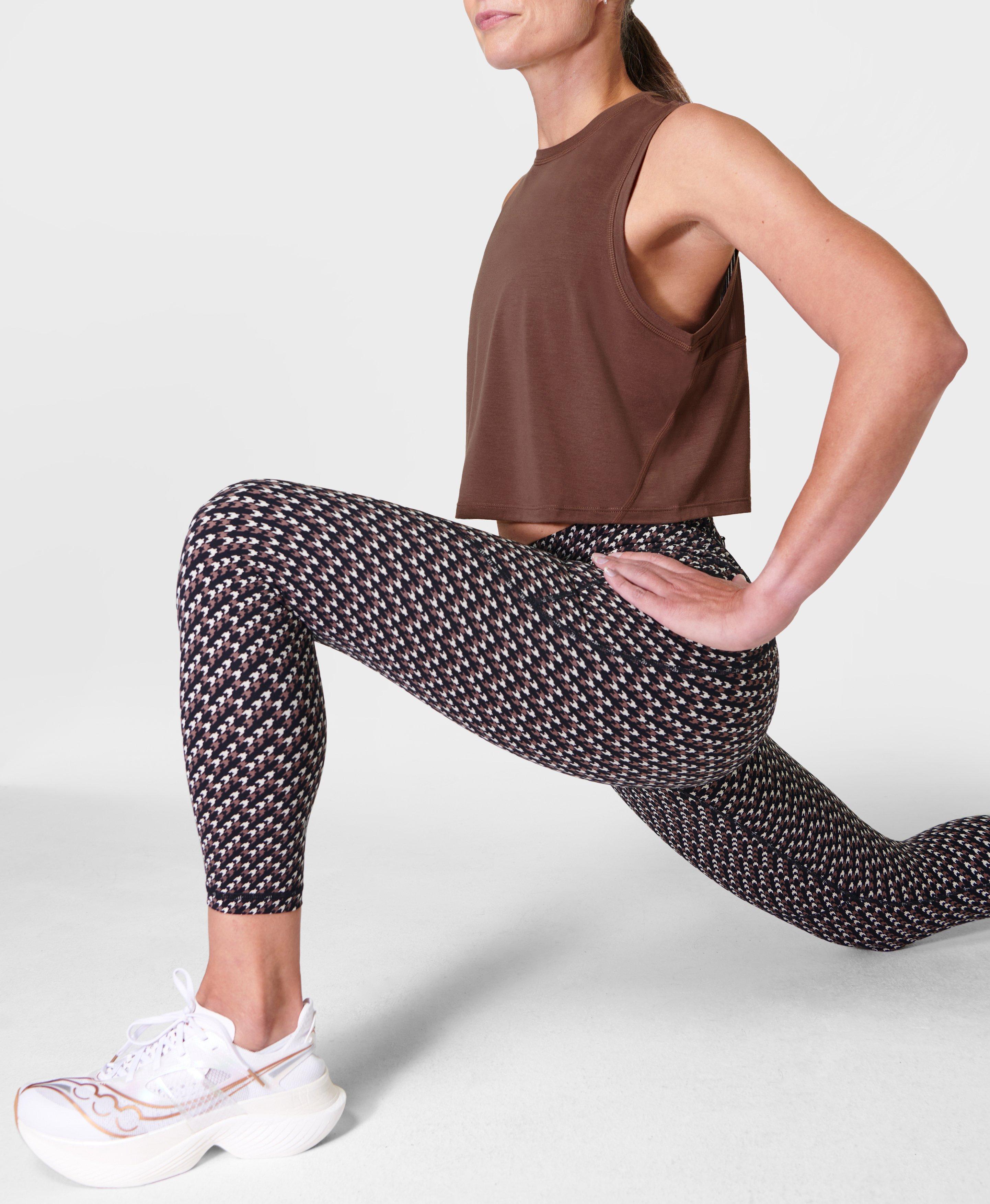 Power 7/8 Workout Leggings - Black Micro Houndstooth Print