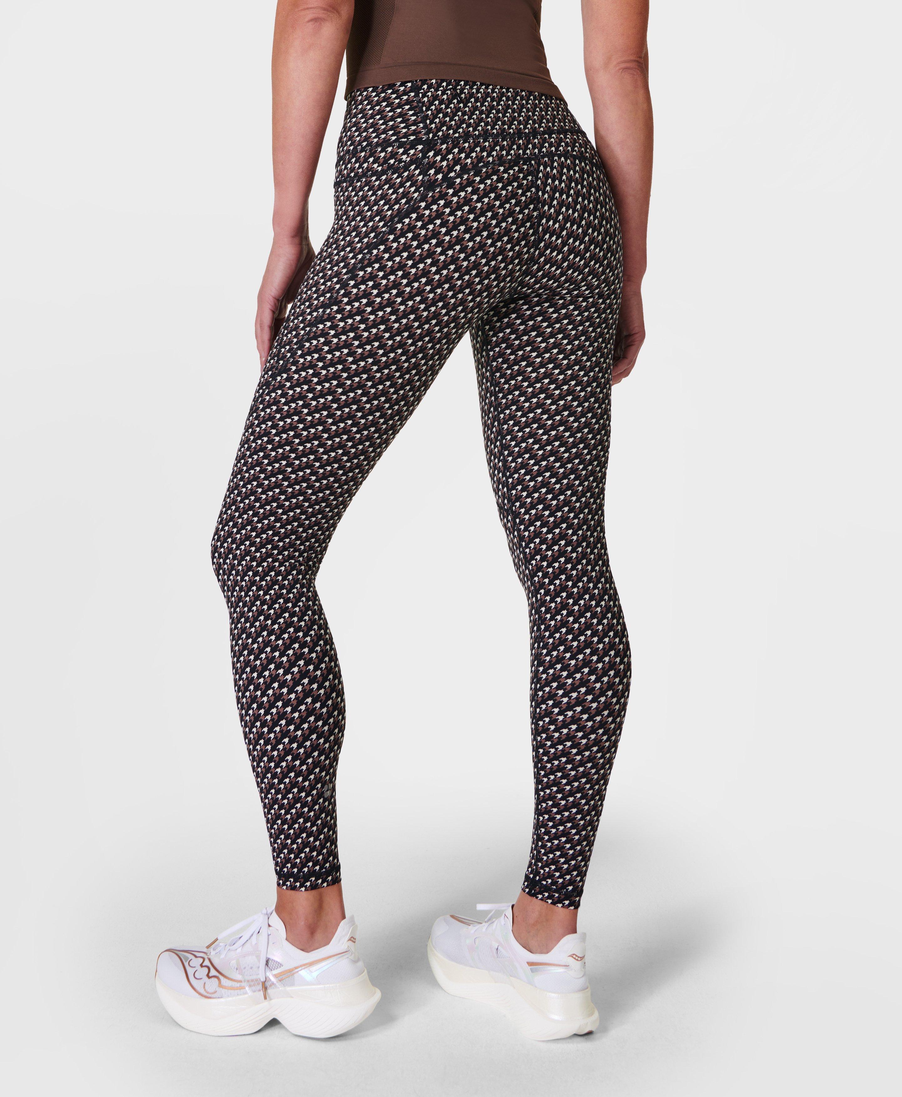 Power Workout Leggings - Black Micro Houndstooth Print, Women's Leggings