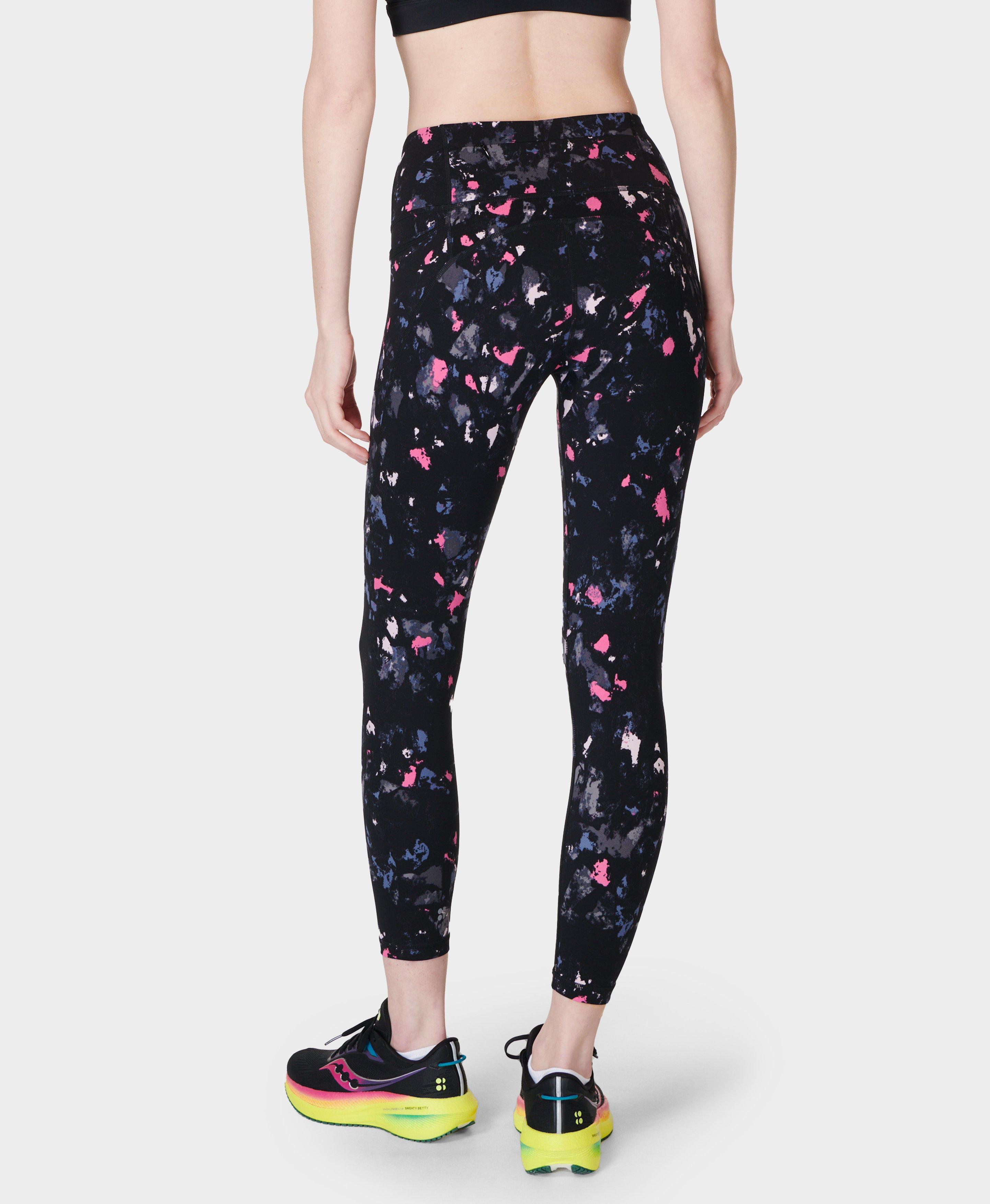 Power 7/8 Workout Leggings - Black Scattered Texture Print 