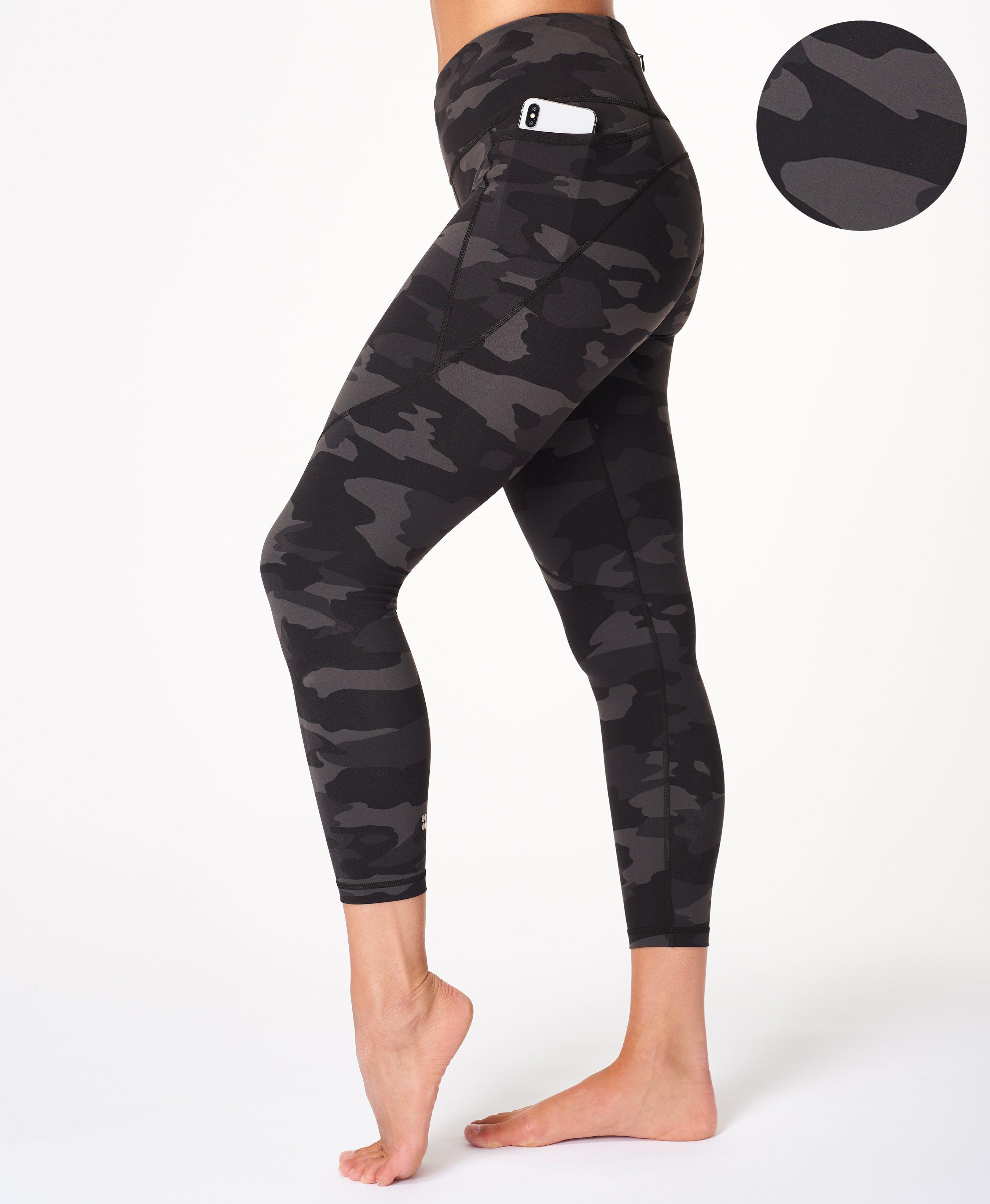 Sweaty Betty Power 7/8 Workout Leggings Ultra Black Camo Print Size S