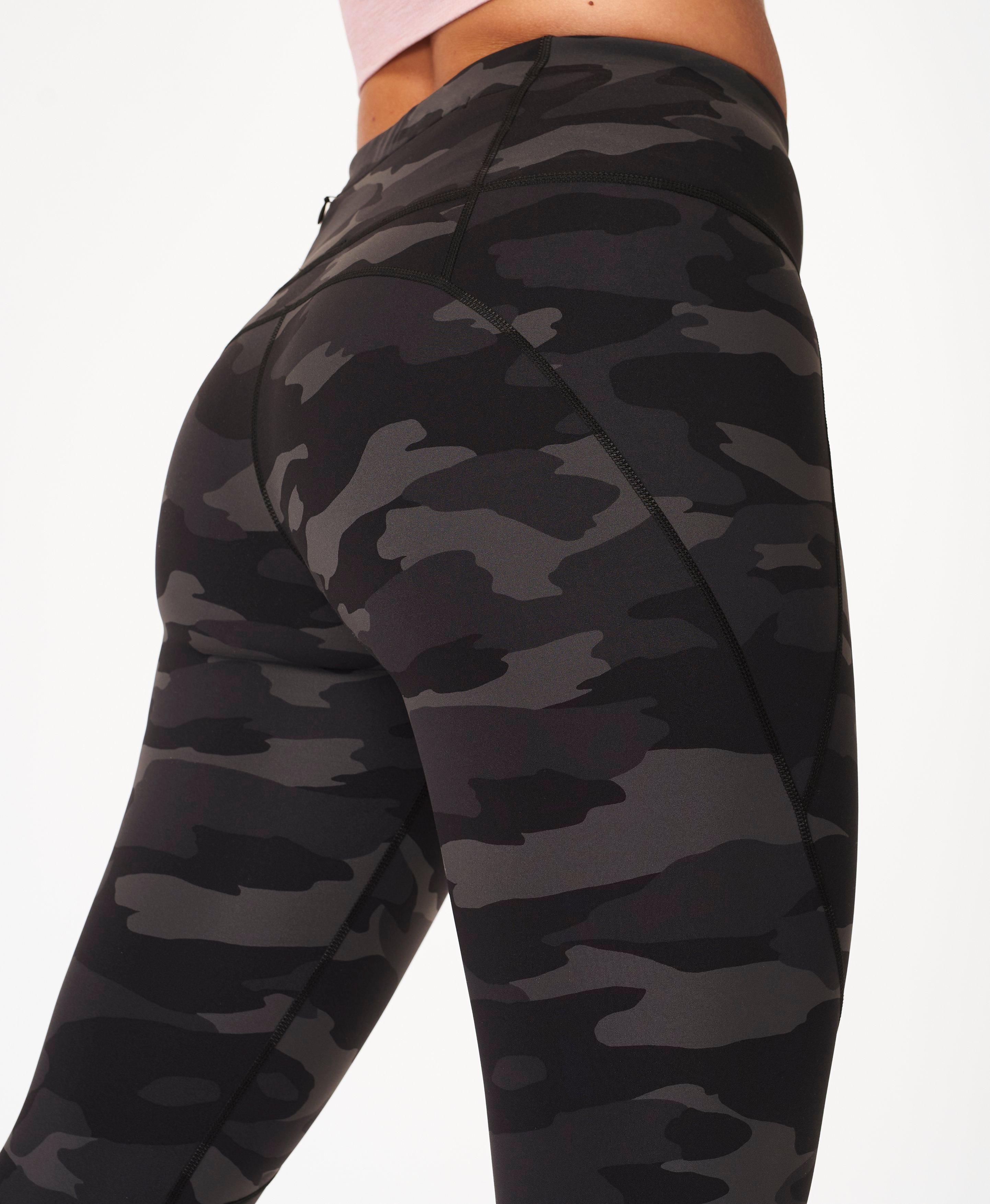 Power 7/8 Gym Leggings - Ultra Black Camo Print, Women's Leggings