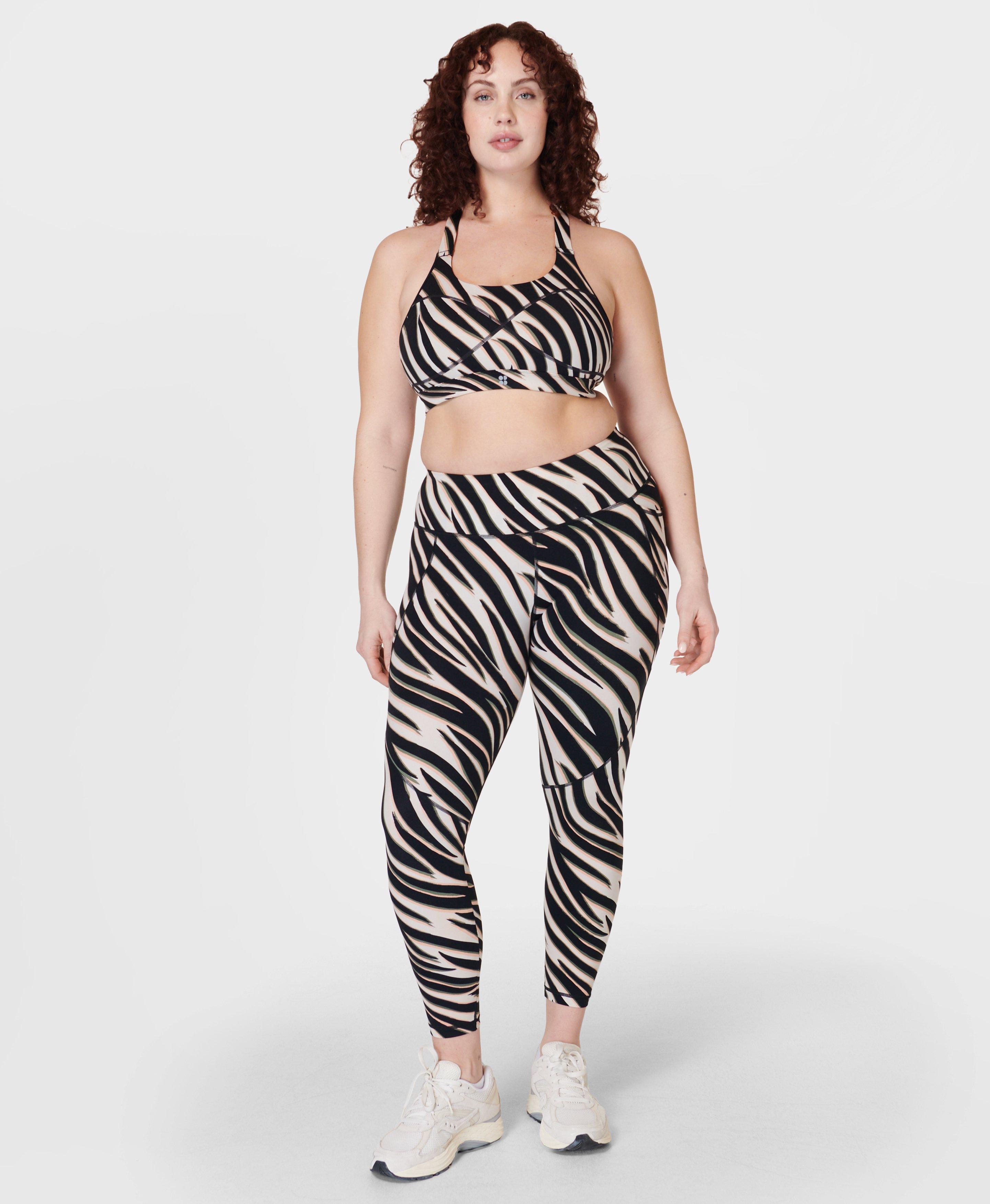 Power 7 8 Gym Leggings Black Waved Zebra Print Women s Leggings Sweaty Betty