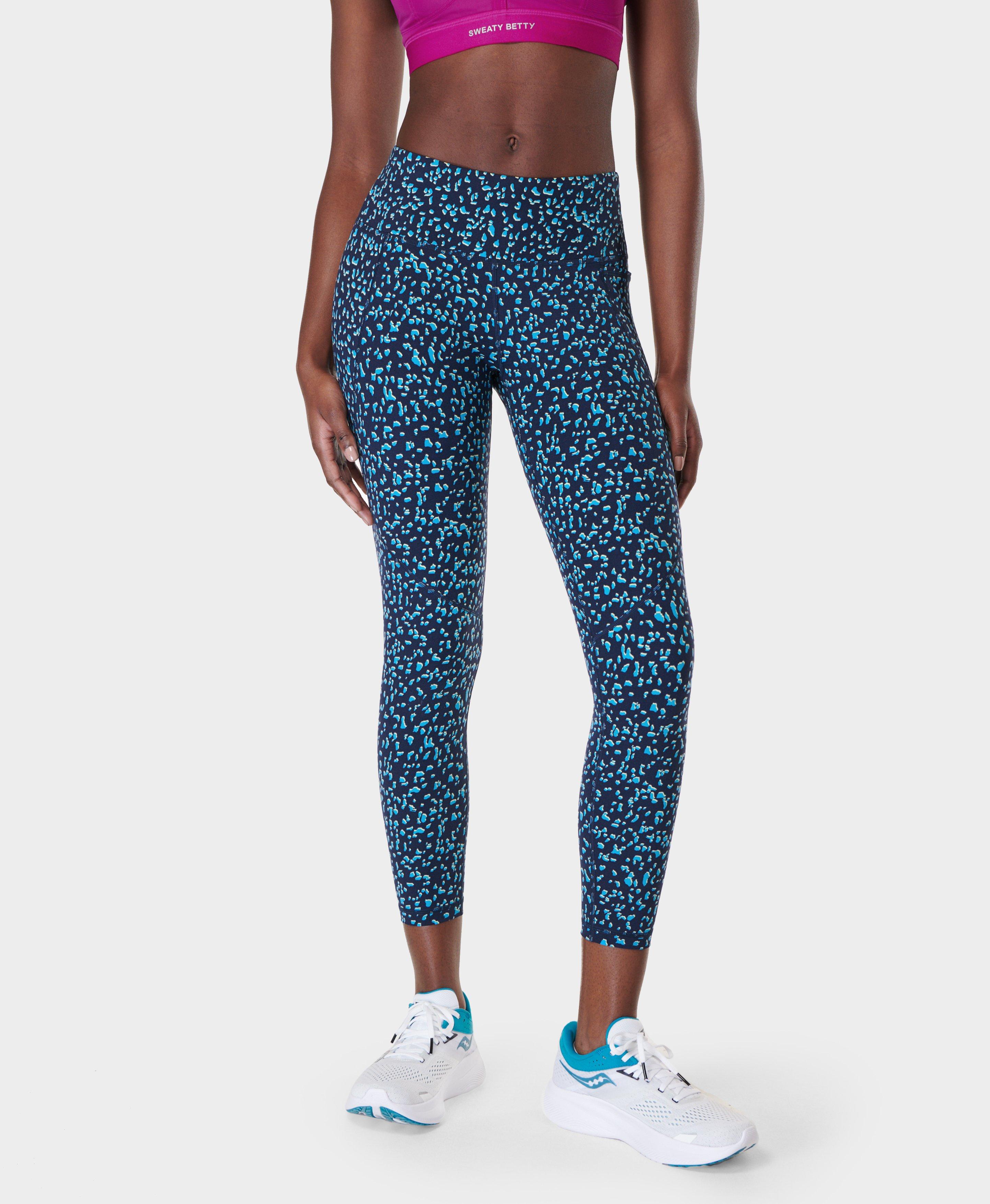 SWEATY BETTY Power Workout Leggings In Beetle Blue Mystical Floral size  small