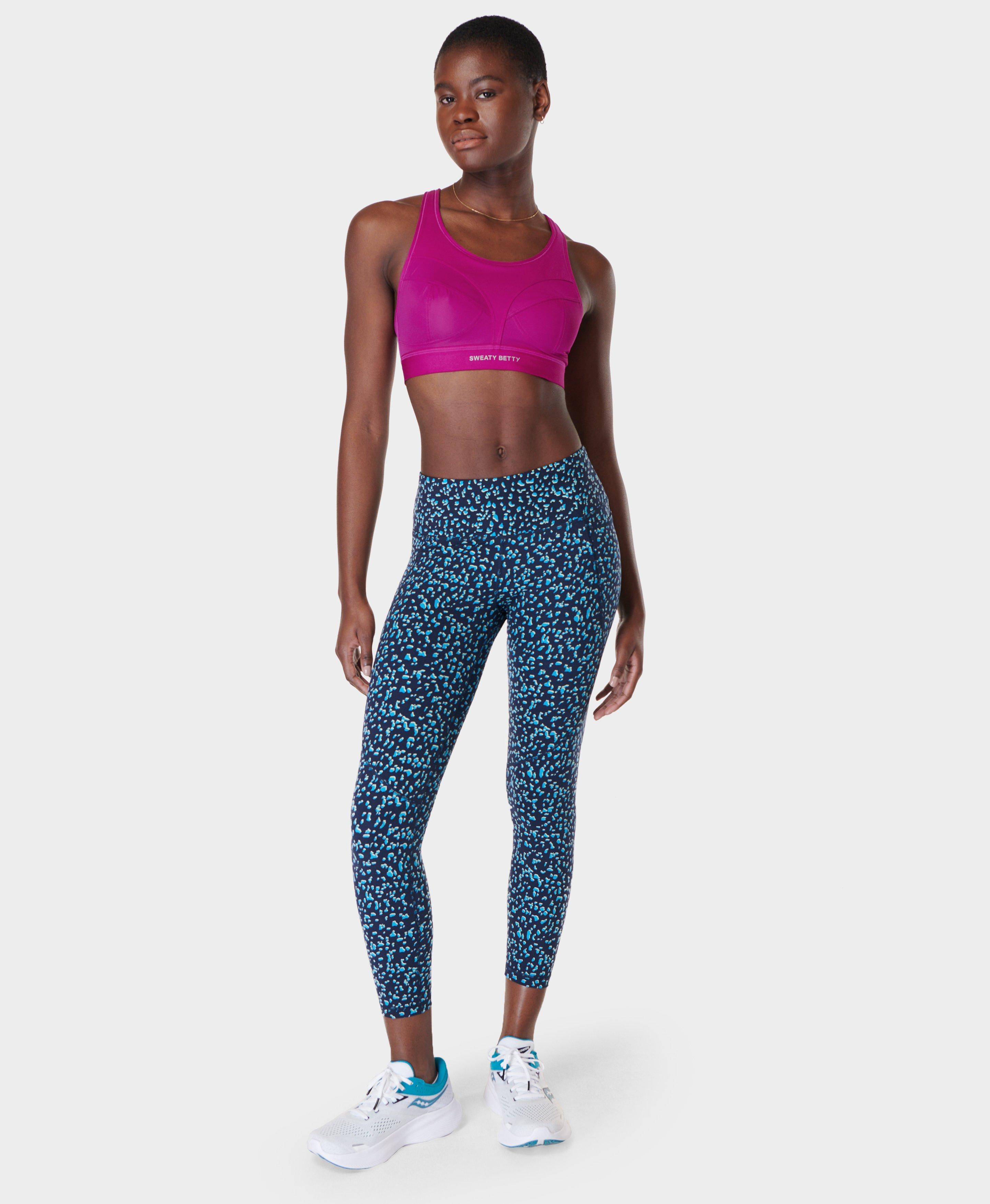 Power 7/8 Workout Leggings - Blue Abstract Markings Print, Women's Leggings