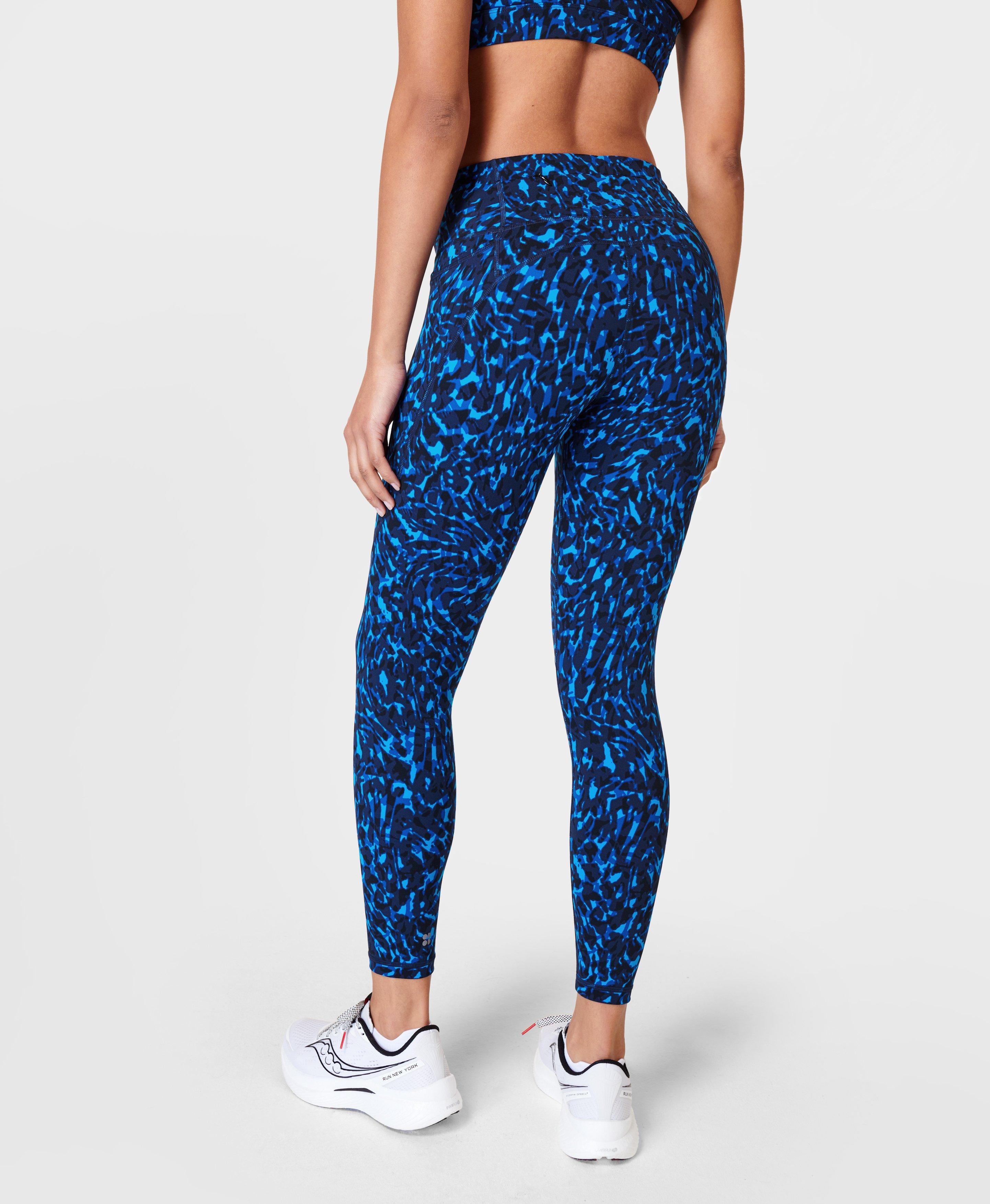 Power 7/8 Workout Leggings - Blue Animal Swirl Print, Women's Leggings