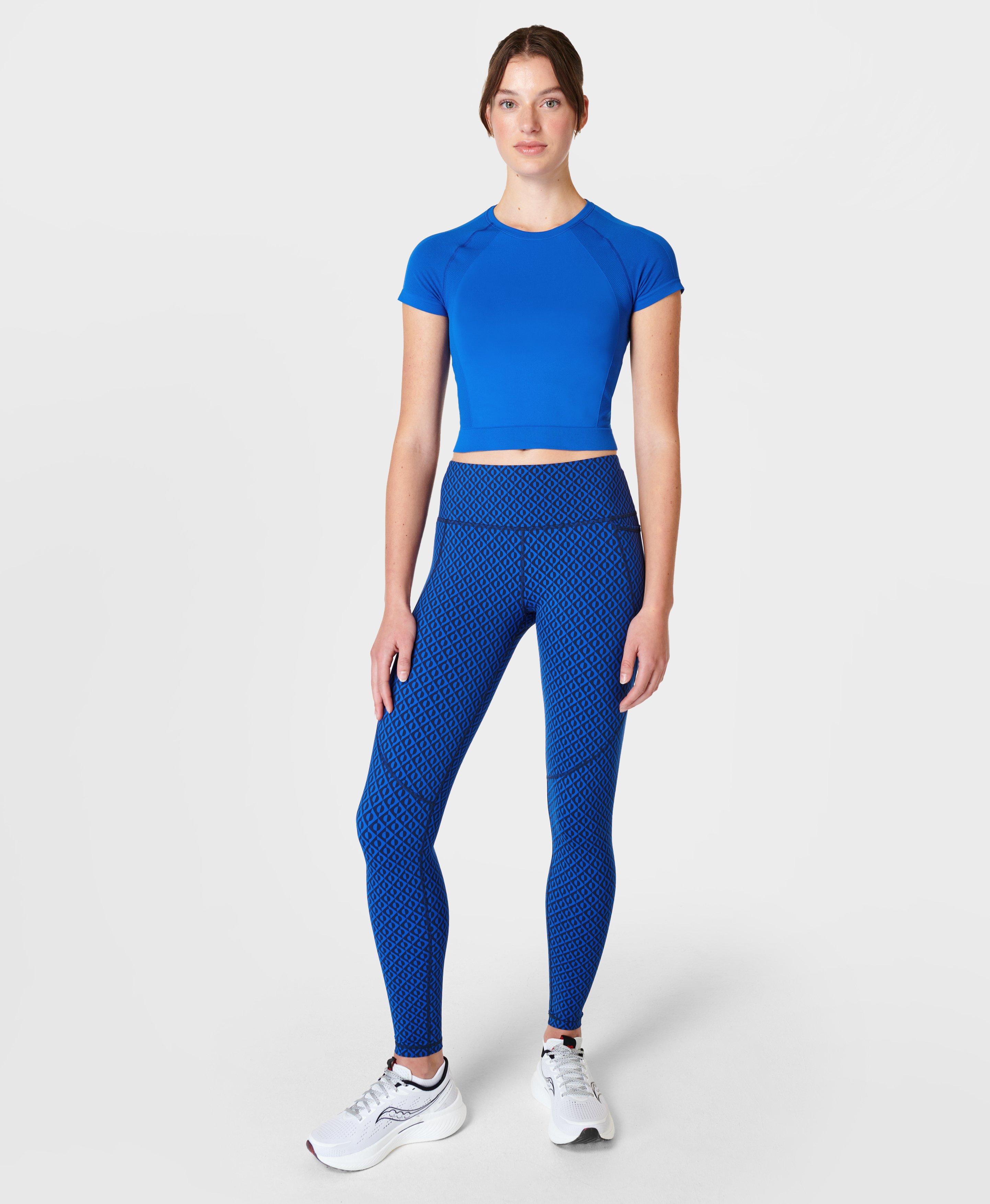Power Gym Leggings - Blue Gradient Tiger Print, Women's Leggings