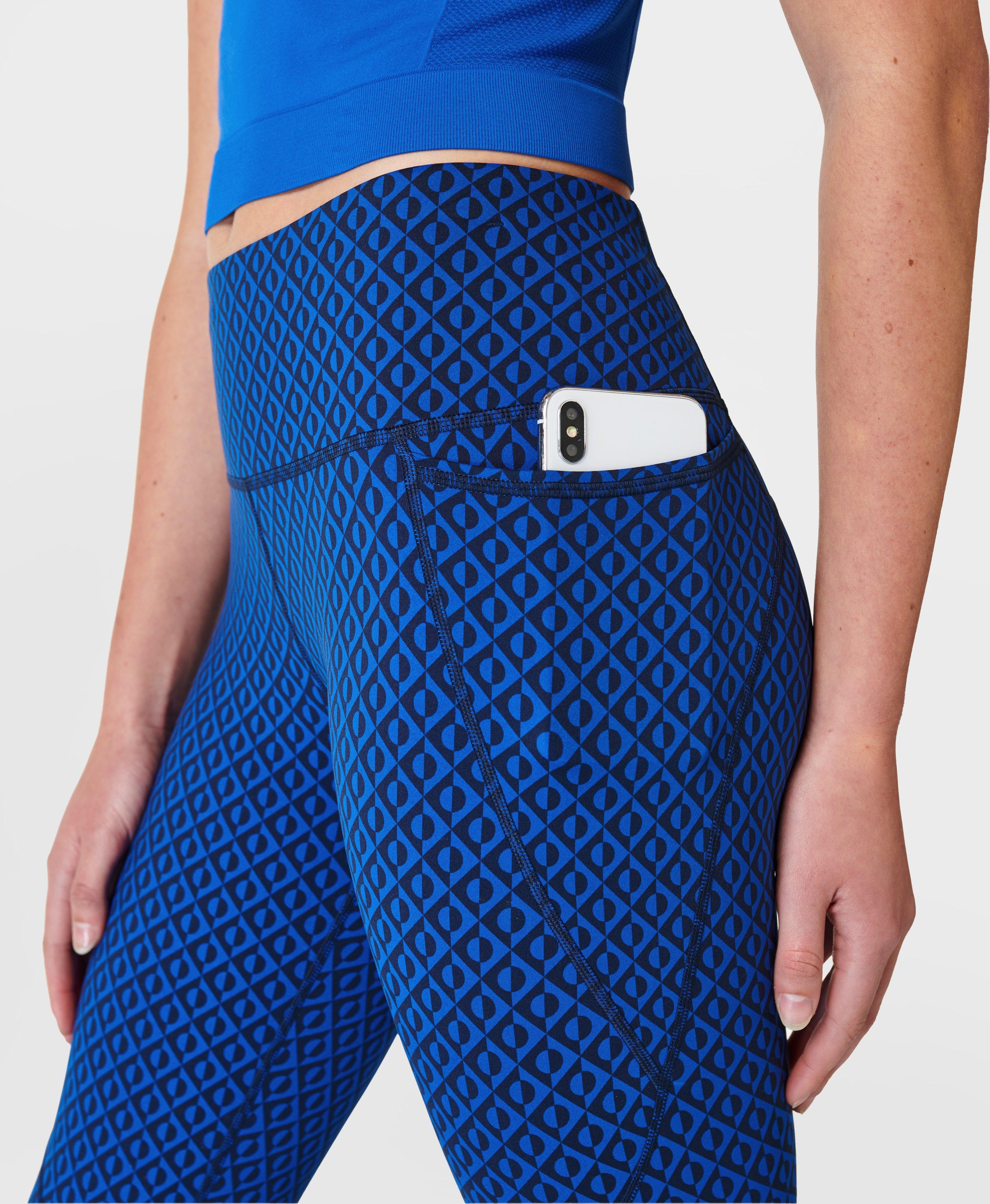 Power Workout Leggings - Blue Gradient Tiger Print, Women's Leggings