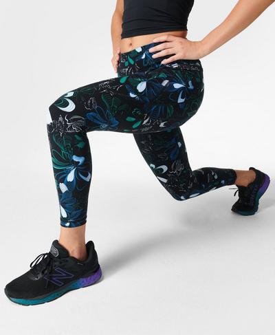 Power 7/8 Gym Leggings , Blue Arched Floral Print | Sweaty Betty