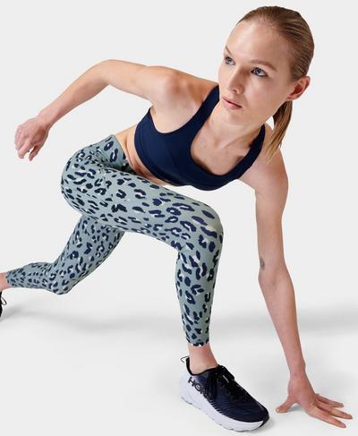 Power 7/8 Gym Leggings , Blue Cheetah Print | Sweaty Betty