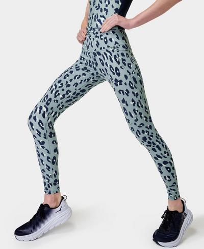 Power Gym Leggings , Blue Cheetah Print | Sweaty Betty