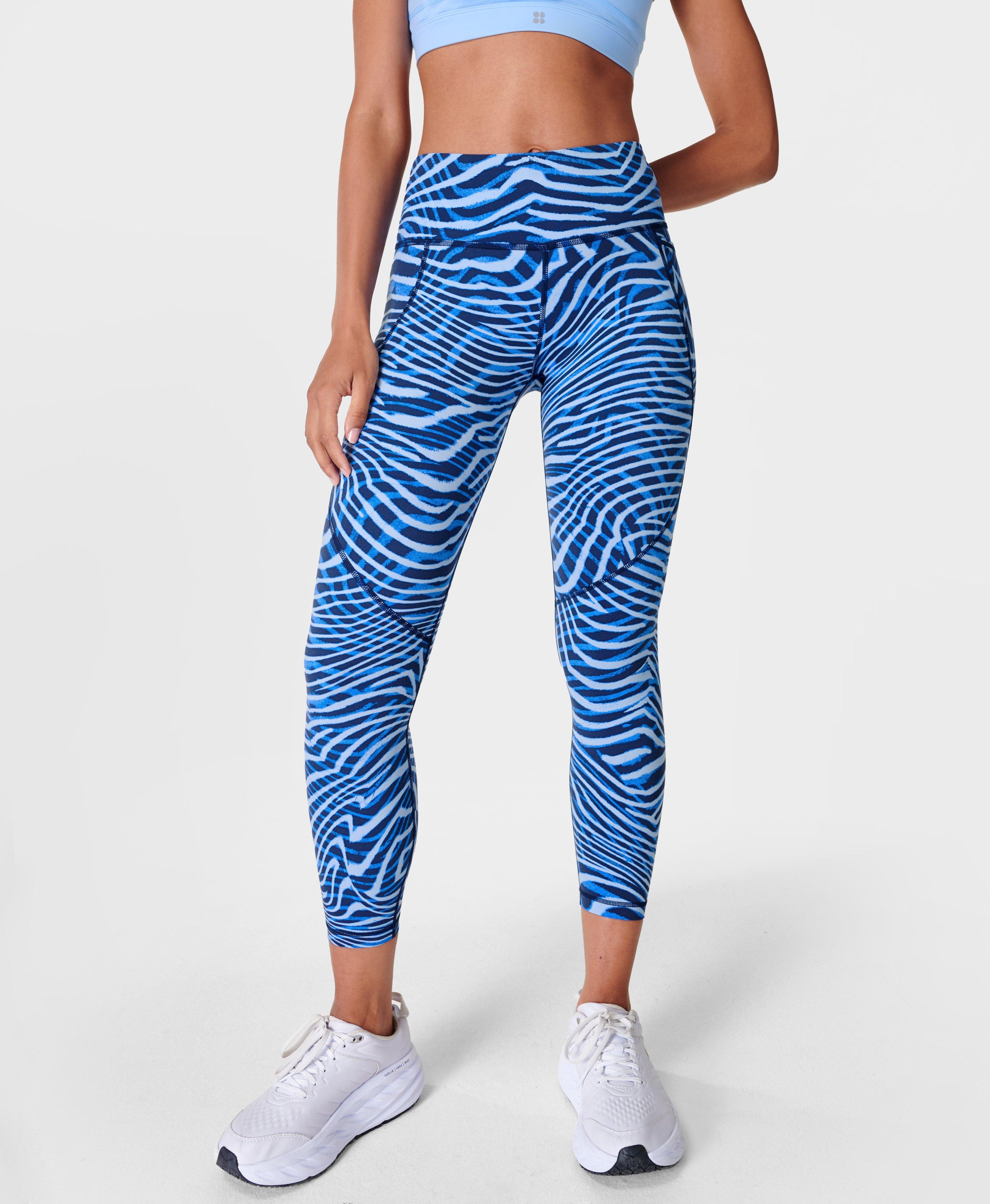Workout leggings with 7/8 length and print - Blue - Sz. 42-60