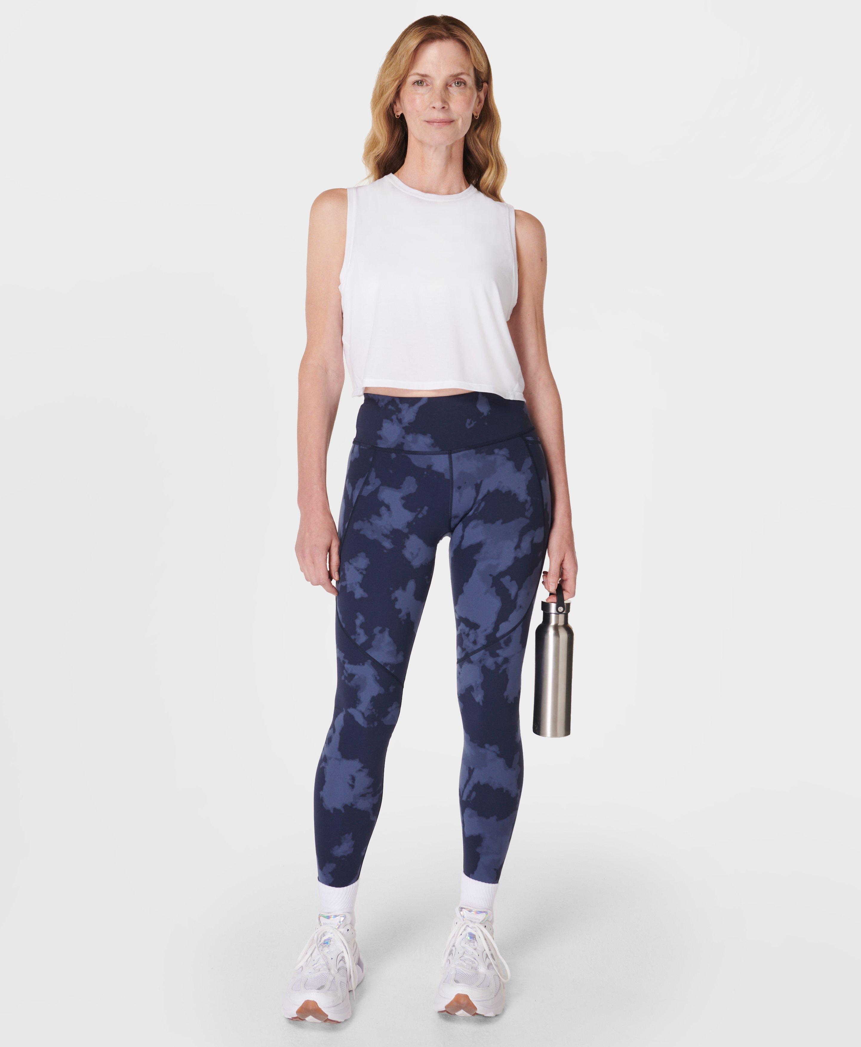 Sweaty Betty Blue Fade Print Full Length Power Workout Leggings