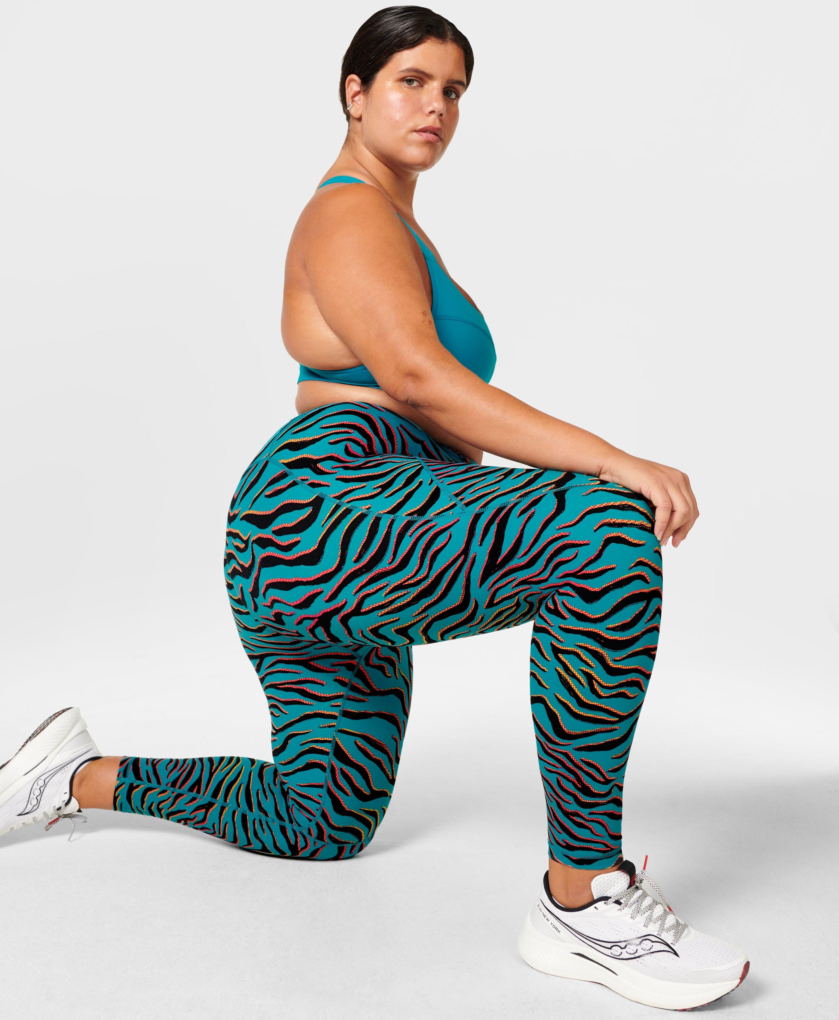 Power 7/8 Workout Leggings - Blue Gradient Tiger Print