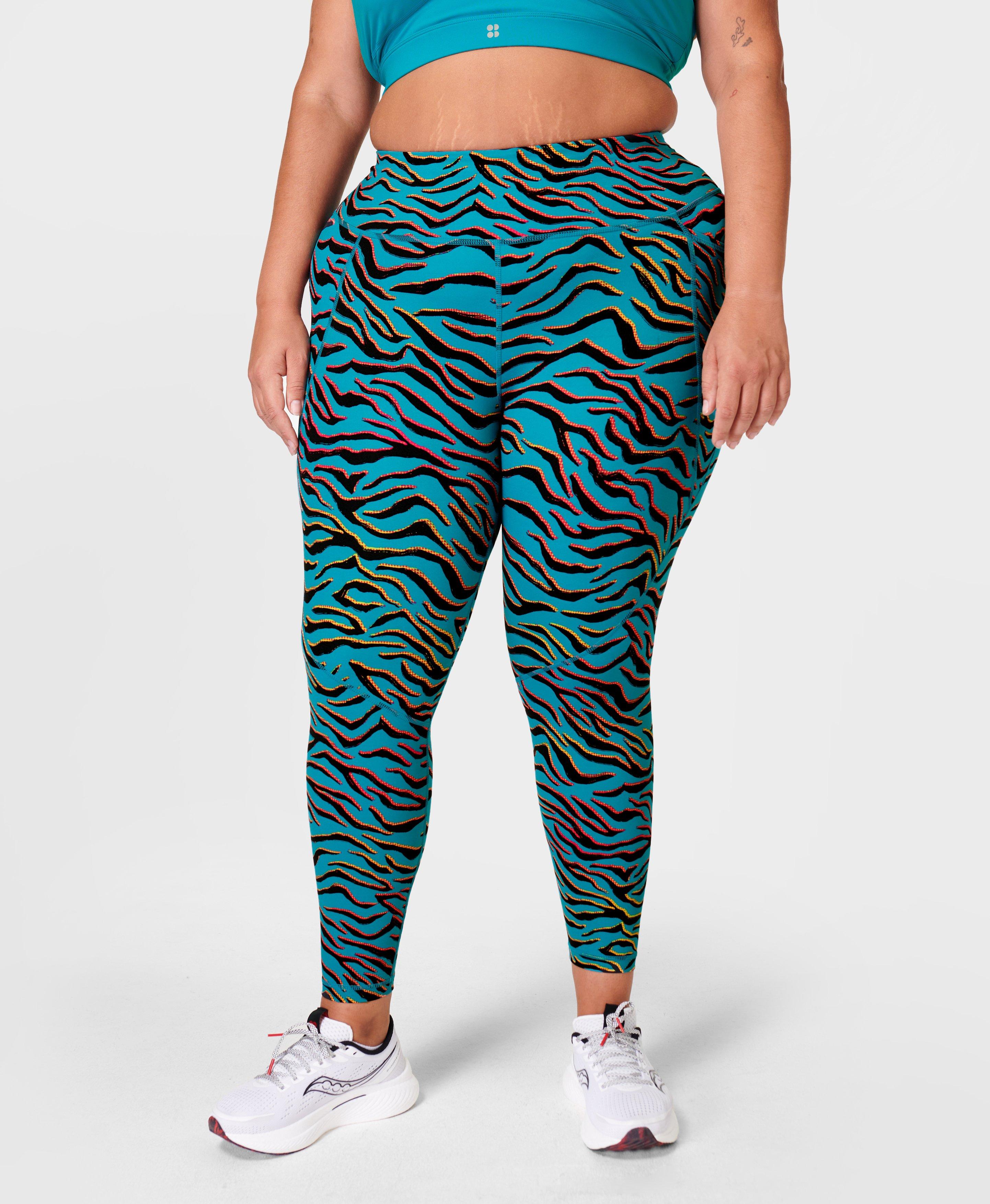 Power 7/8 Workout Leggings - Blue Gradient Tiger Print