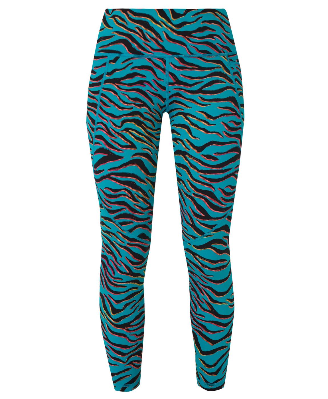 Power Workout Leggings - Blue Gradient Tiger Print