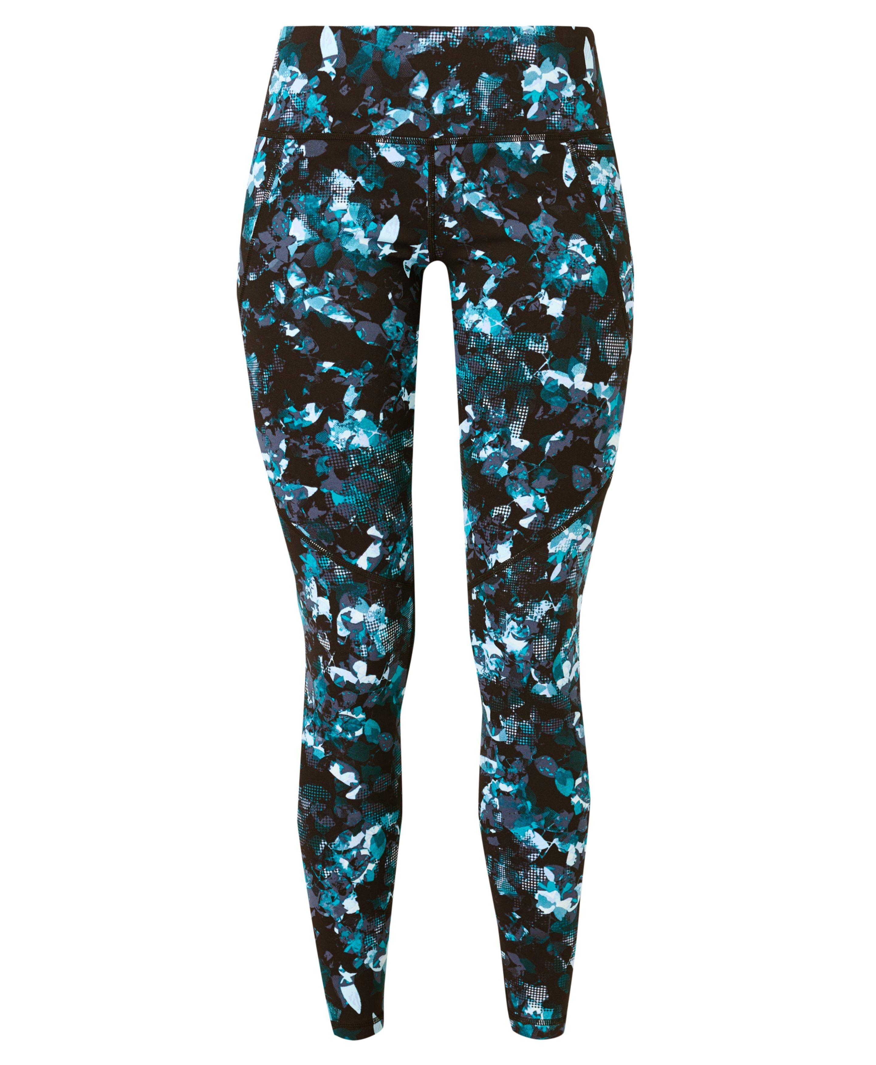 Power Gym Leggings - Black Floral Stroke Print, Women's Leggings