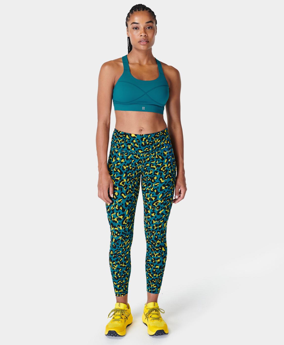 Power 7/8 Gym Leggings - Blue Pixel Leopard Print