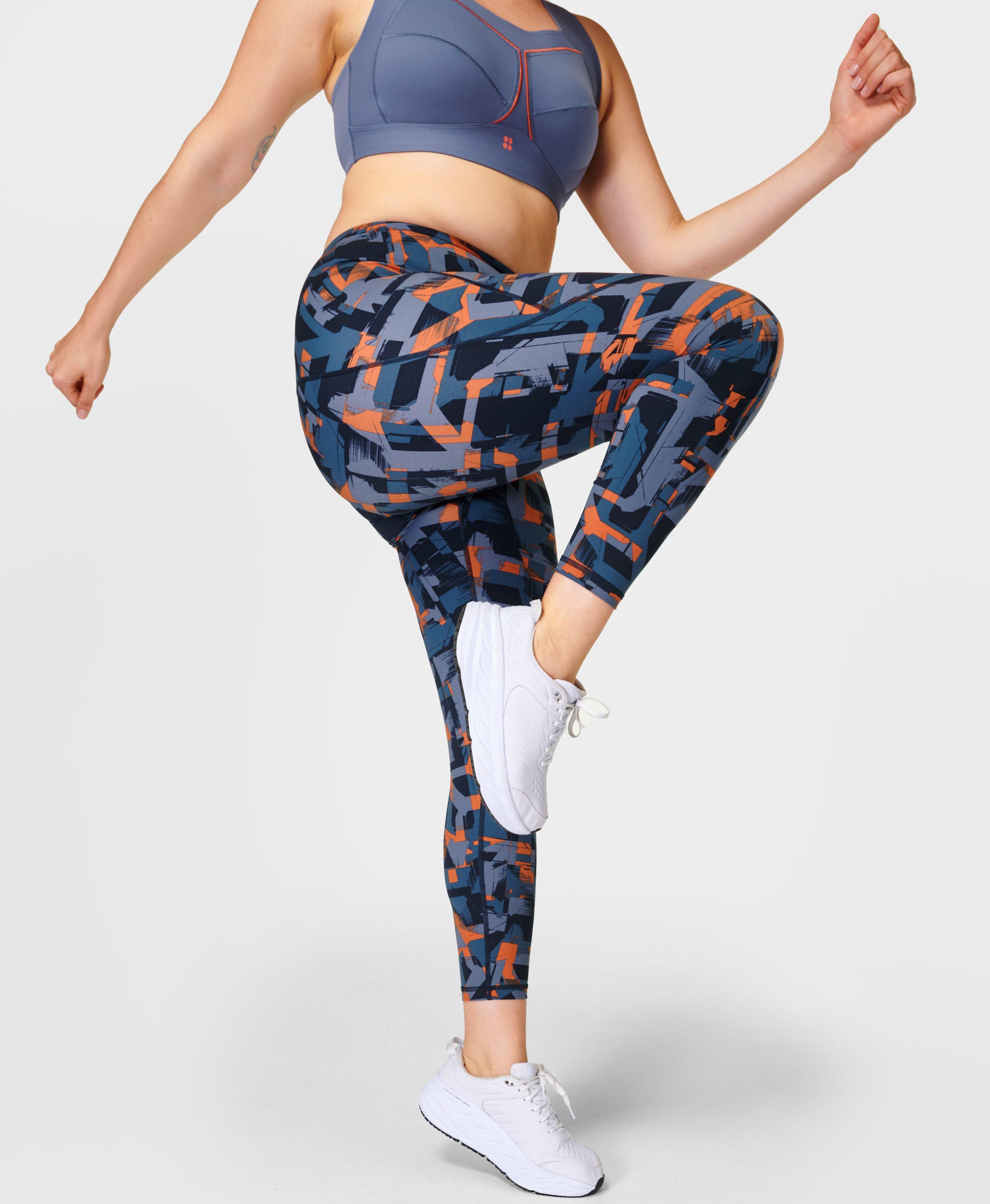 Power 7/8 Workout Leggings - Blue Speed Geo Print