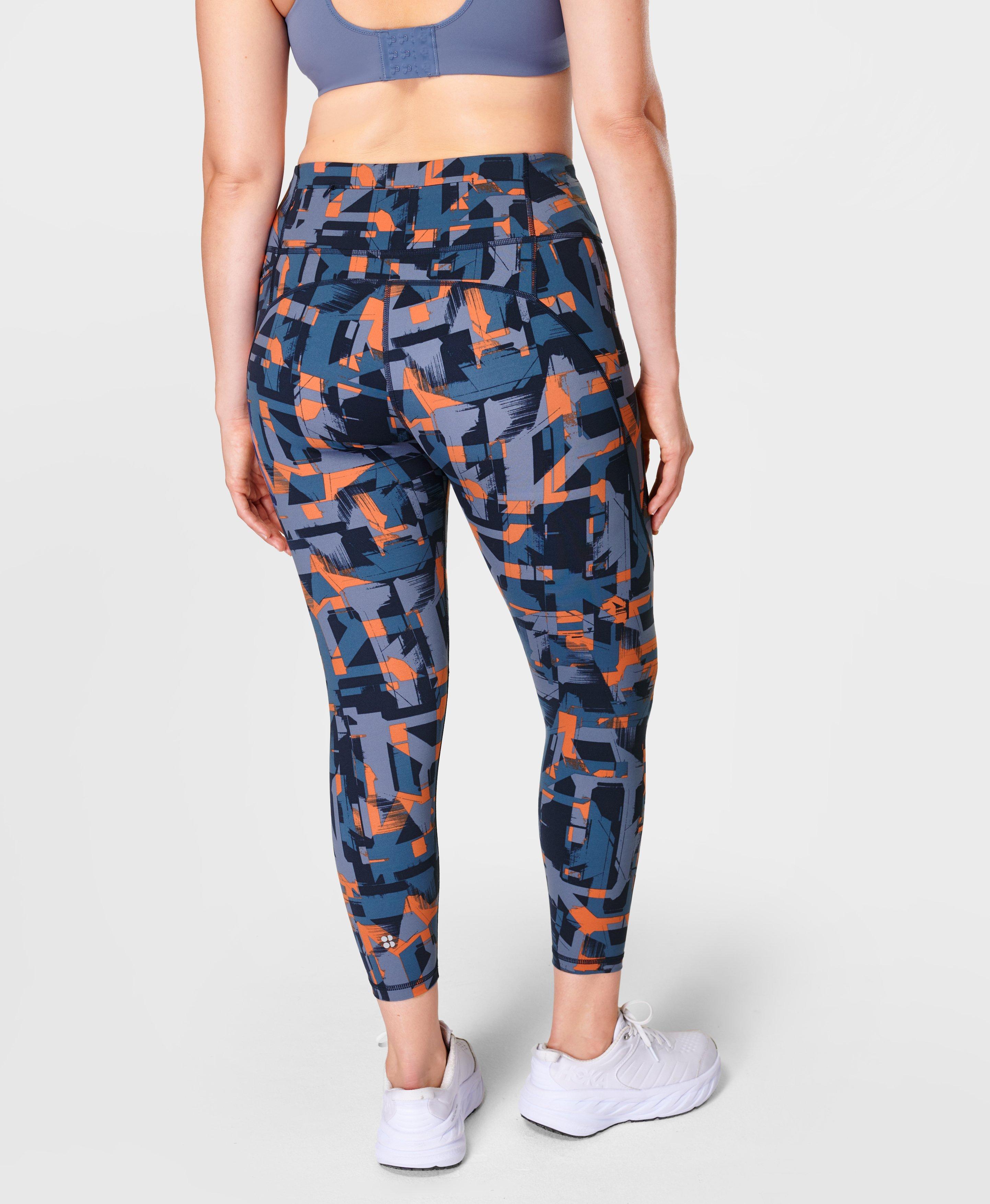 Power 7/8 Workout Leggings - Blue Speed Geo Print