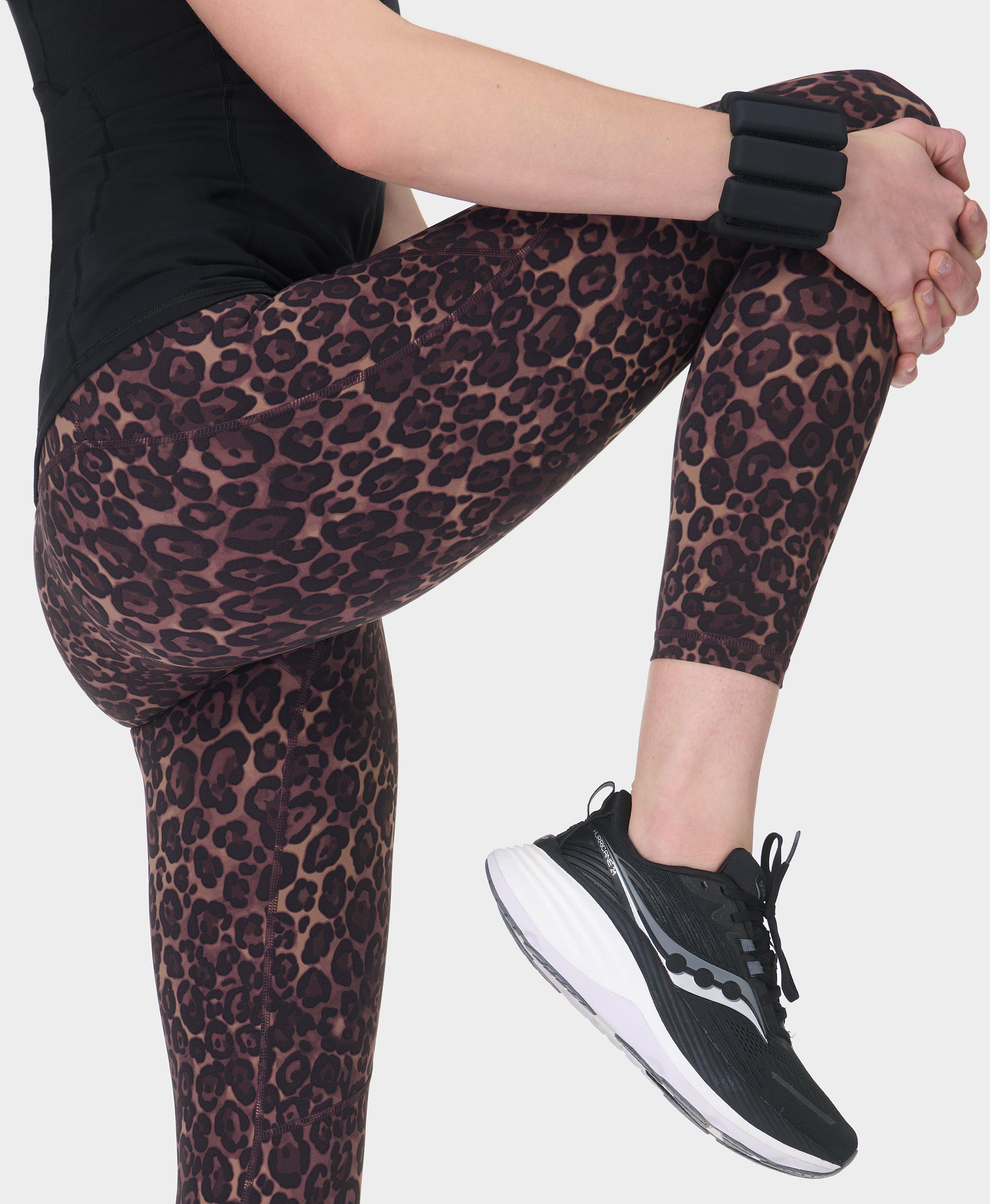 Sweaty Betty Leopard Print Leggings Black Leopard Printed Running Leggings  SWEATY BETTY Power