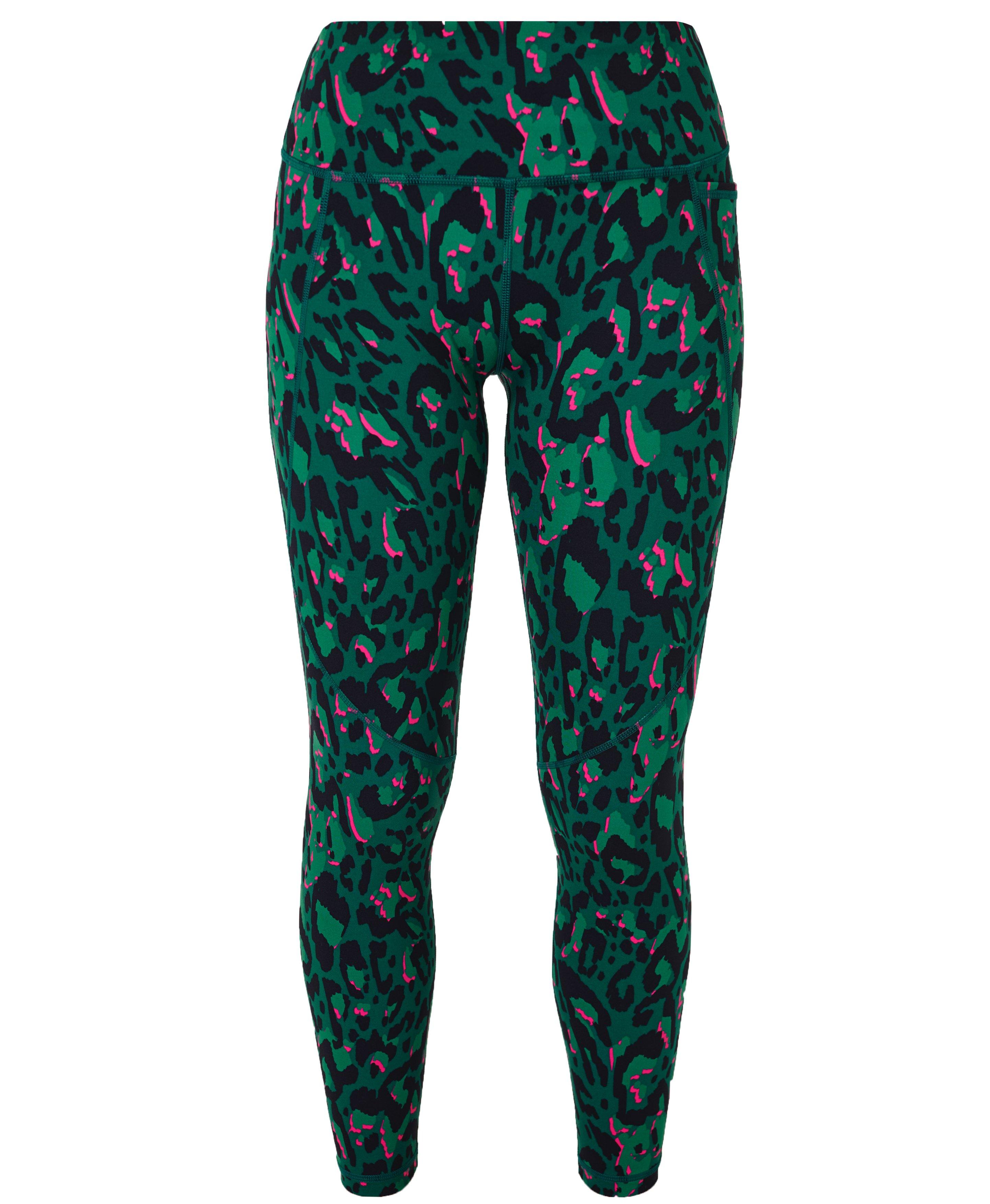 Power 7/8 Workout Leggings - Green Brushstroke Leo Print