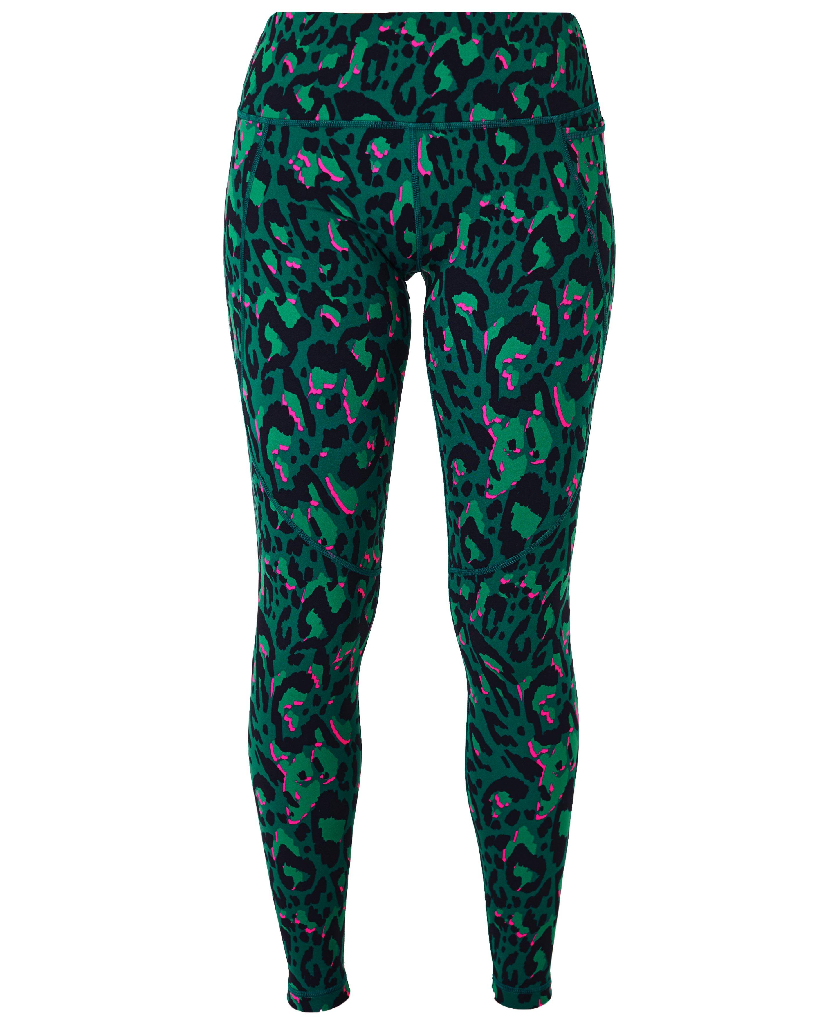 Power Gym Leggings - Green Brushstroke Leo Print, Women's Leggings