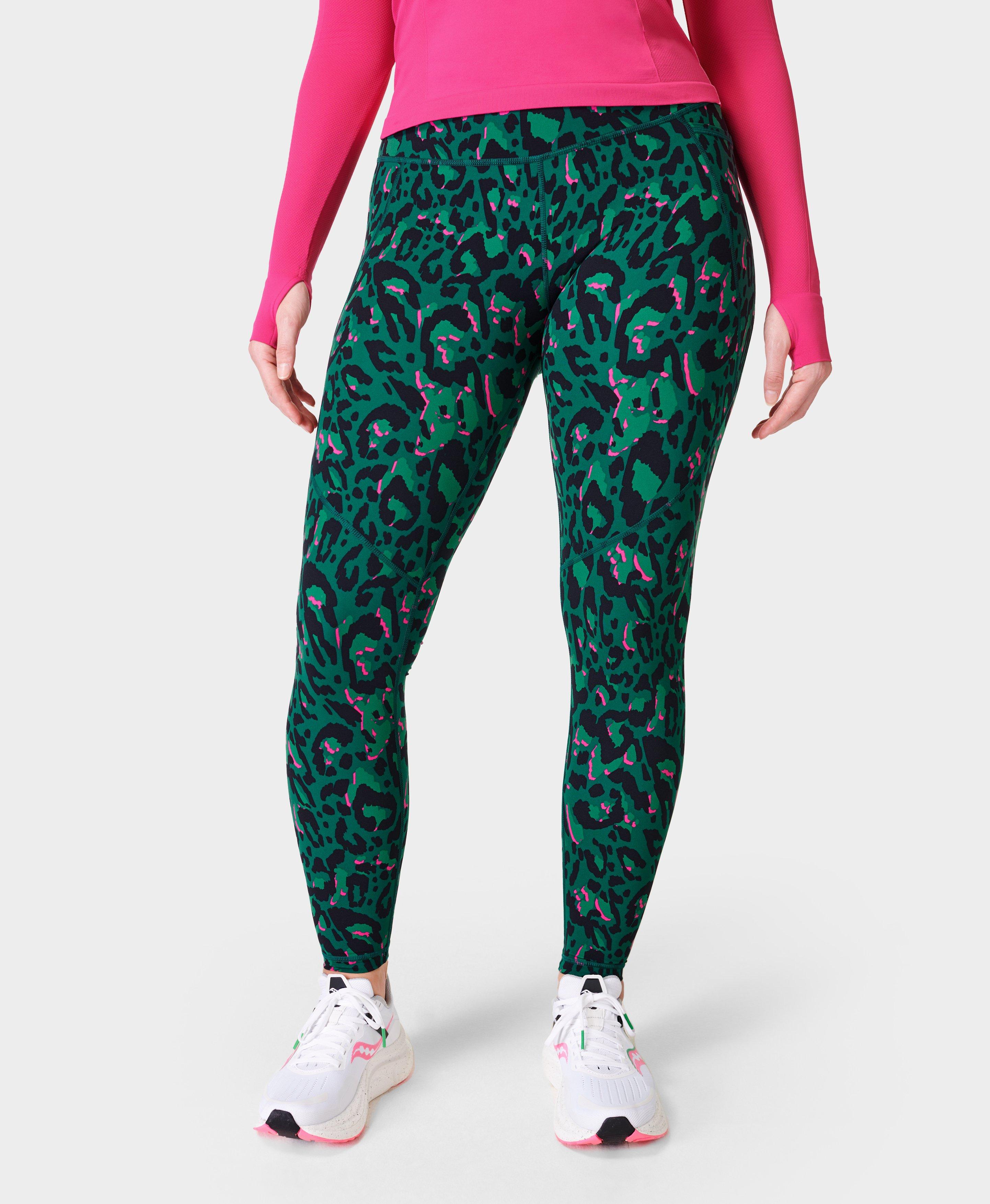 Womens Leggings  Sweaty Betty All Day High-Waisted Embossed Workout  Leggings Green Tiger Line Print Emboss ~ Lone Wolf Threat