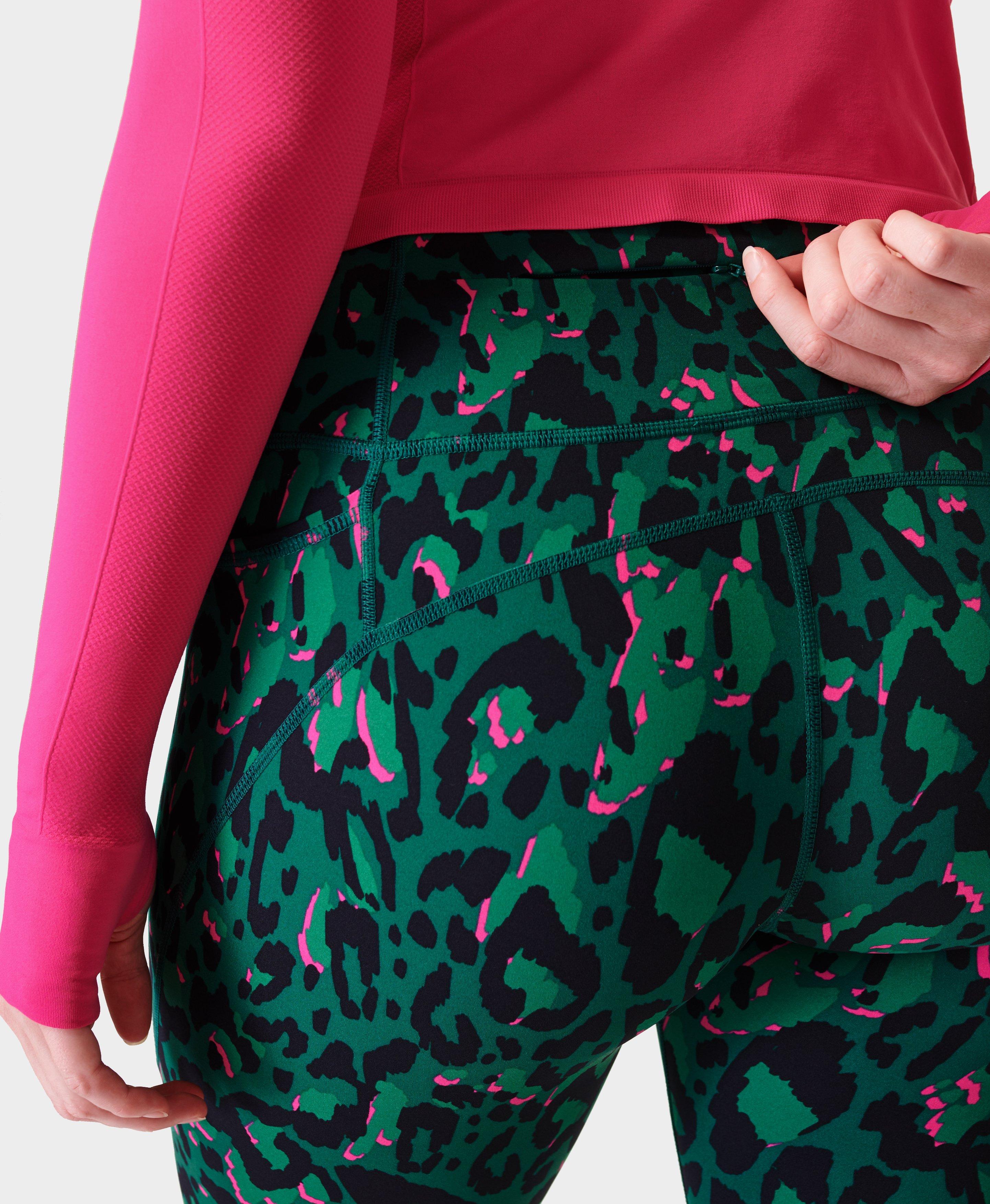 Power Workout Leggings - Green Brushstroke Leo Print