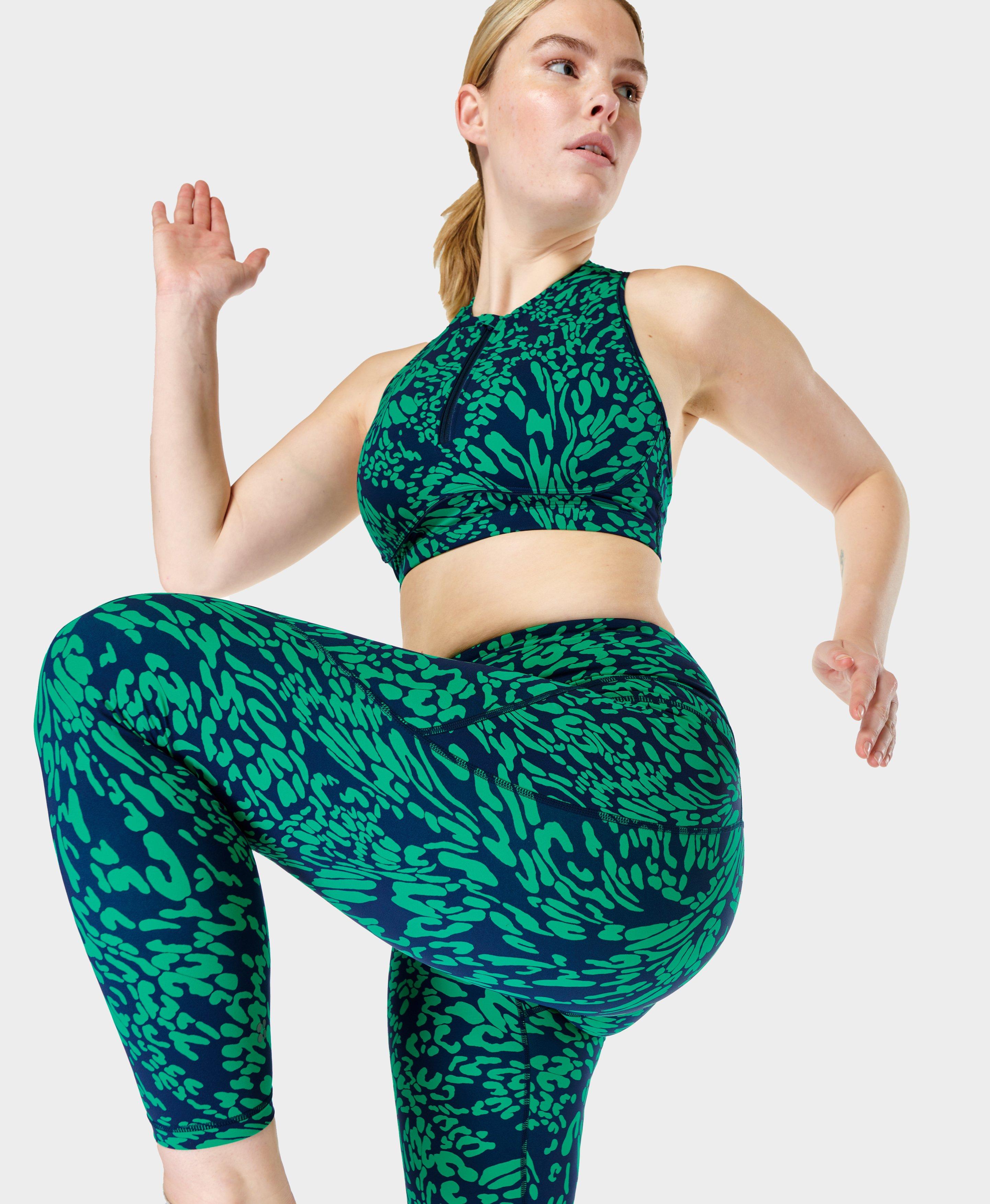 Power 7/8 Gym Leggings , Green Butterfly Print | Sweaty Betty
