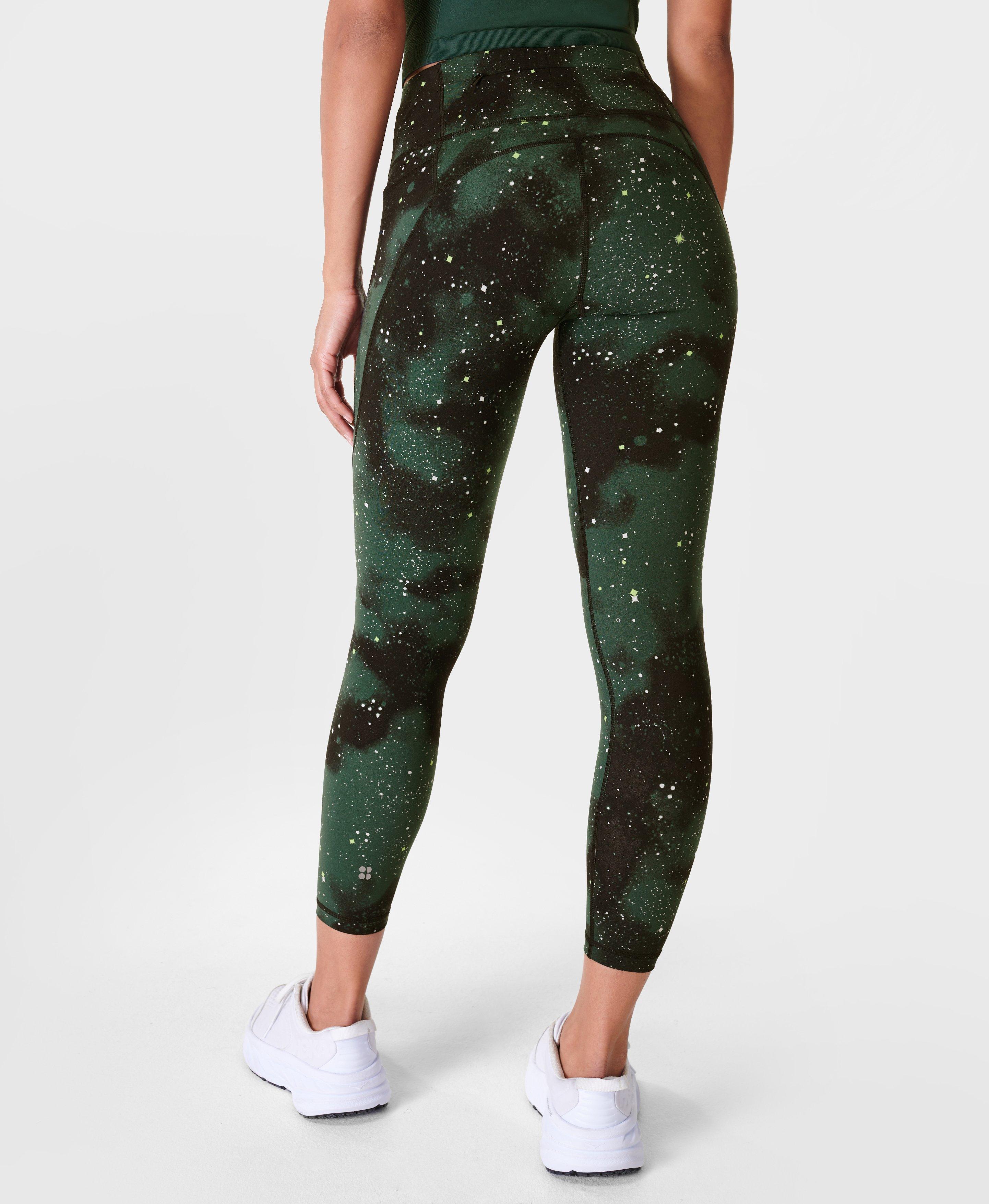 Power 7/8 Workout Leggings - greenditsystarprint, Women's Leggings