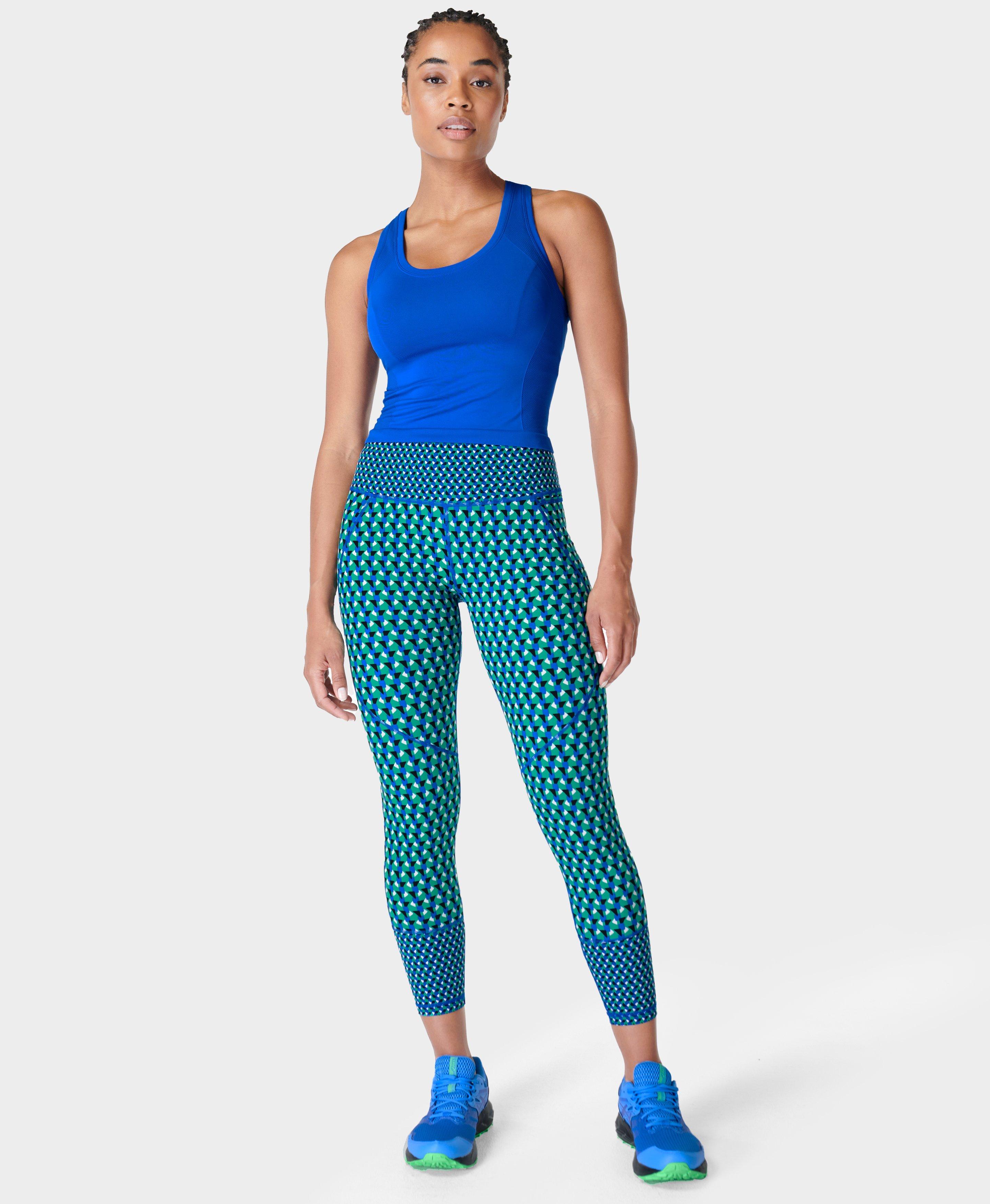 Blue block capris legging